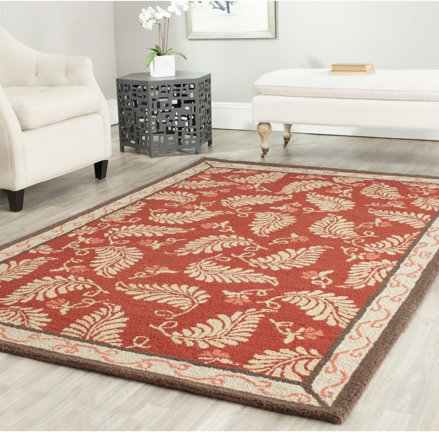 imageMartha Stewart x SAFAVIEH Area Rug Collection 8 x 10 Plumage Blue Handmade Wool Ideal for Living Room Bedroom Office Dining Space MSR3753ASaffron Red