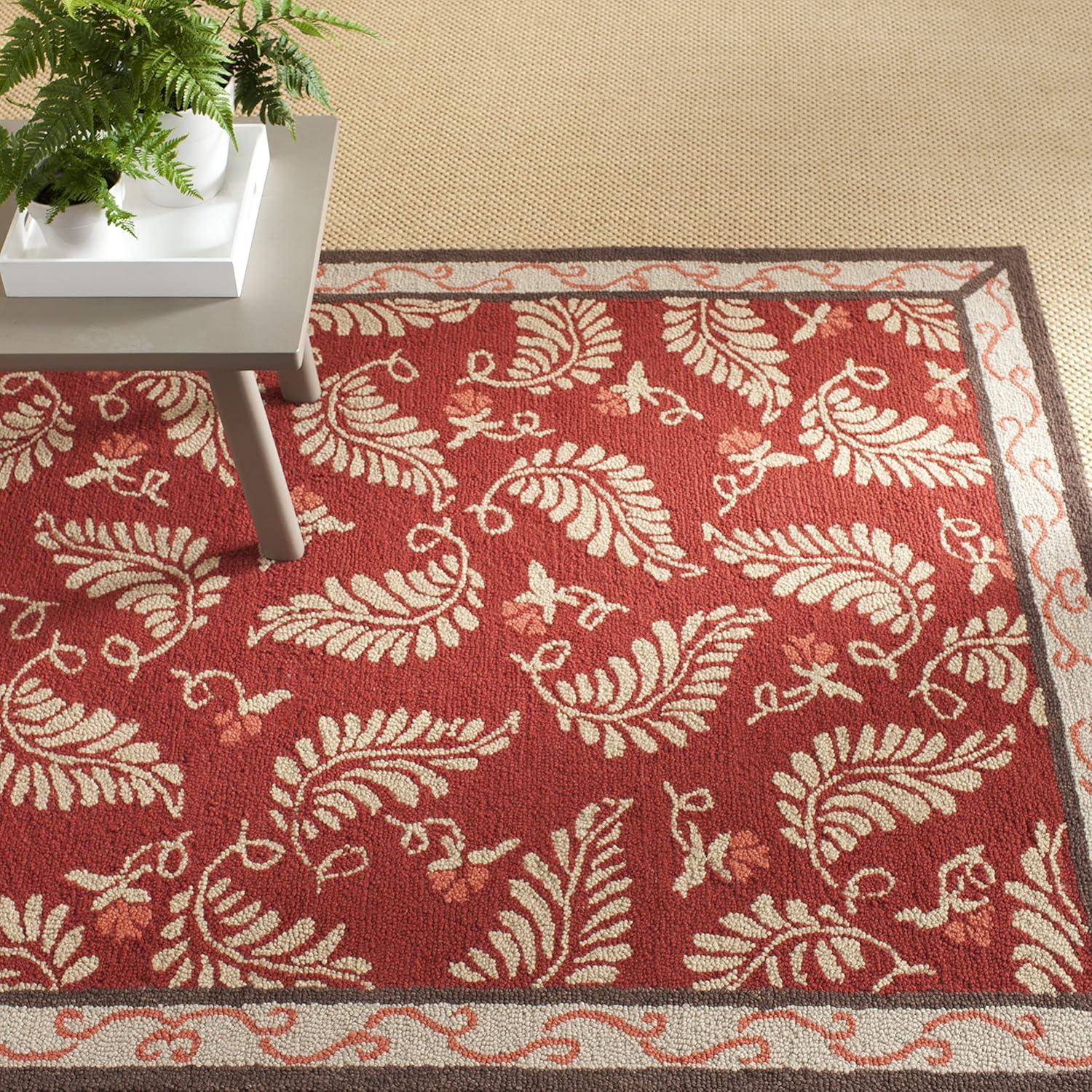 imageMartha Stewart x SAFAVIEH Area Rug Collection 8 x 10 Plumage Blue Handmade Wool Ideal for Living Room Bedroom Office Dining Space MSR3753ASaffron Red