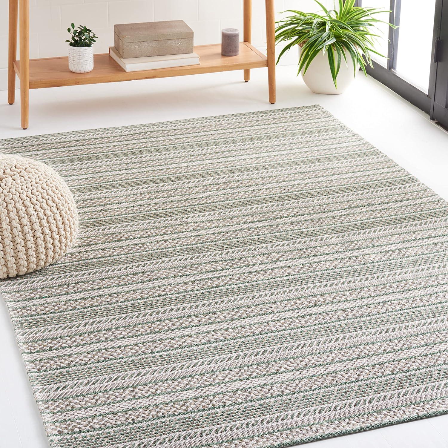 imageMartha Stewart x SAFAVIEH Area Rug Collection 8 x 10 Taupe amp Beige Cotton Ideal for Living Room Bedroom Office Dining Space MSR412EGreenIvory