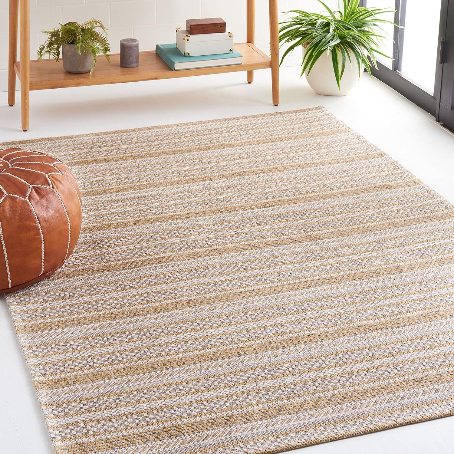 imageMartha Stewart x SAFAVIEH Area Rug Collection 8 x 10 Taupe amp Beige Cotton Ideal for Living Room Bedroom Office Dining Space MSR412ETaupeBeige