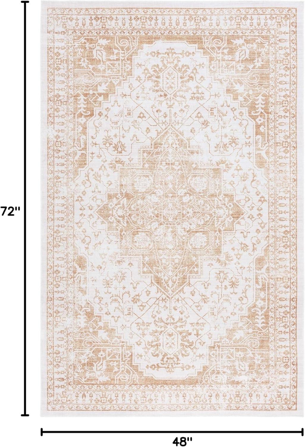 imageMartha Stewart x SAFAVIEH Machine Washable Area Rug Collection 5 x 8 Beige amp Gold Slip Resistant amp Easy Cleaning Ideal for Ideal for Living Room Bedroom Dining Space MSRW127BBeigeGold