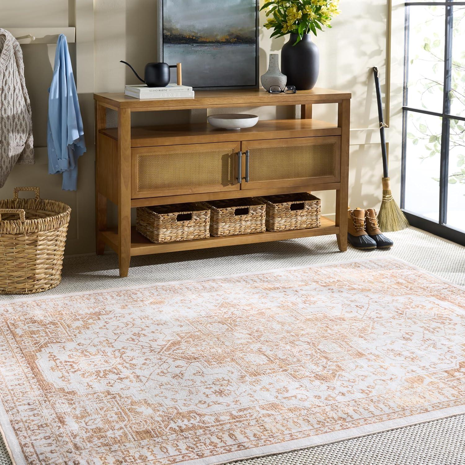 imageMartha Stewart x SAFAVIEH Machine Washable Area Rug Collection 5 x 8 Beige amp Gold Slip Resistant amp Easy Cleaning Ideal for Ideal for Living Room Bedroom Dining Space MSRW127BBeigeGold