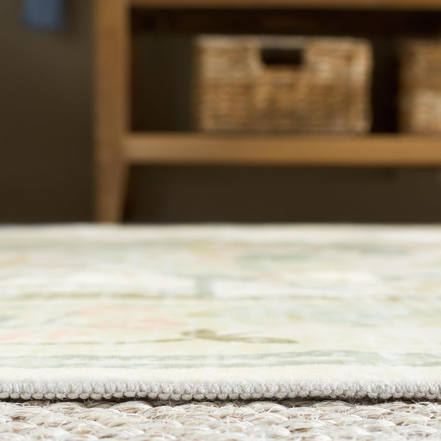 imageMartha Stewart x SAFAVIEH Machine Washable Area Rug Collection 5 x 8 Beige amp Green Slip Resistant amp Easy Cleaning Ideal for Ideal for Living Room Bedroom Dining Space MSRW181B