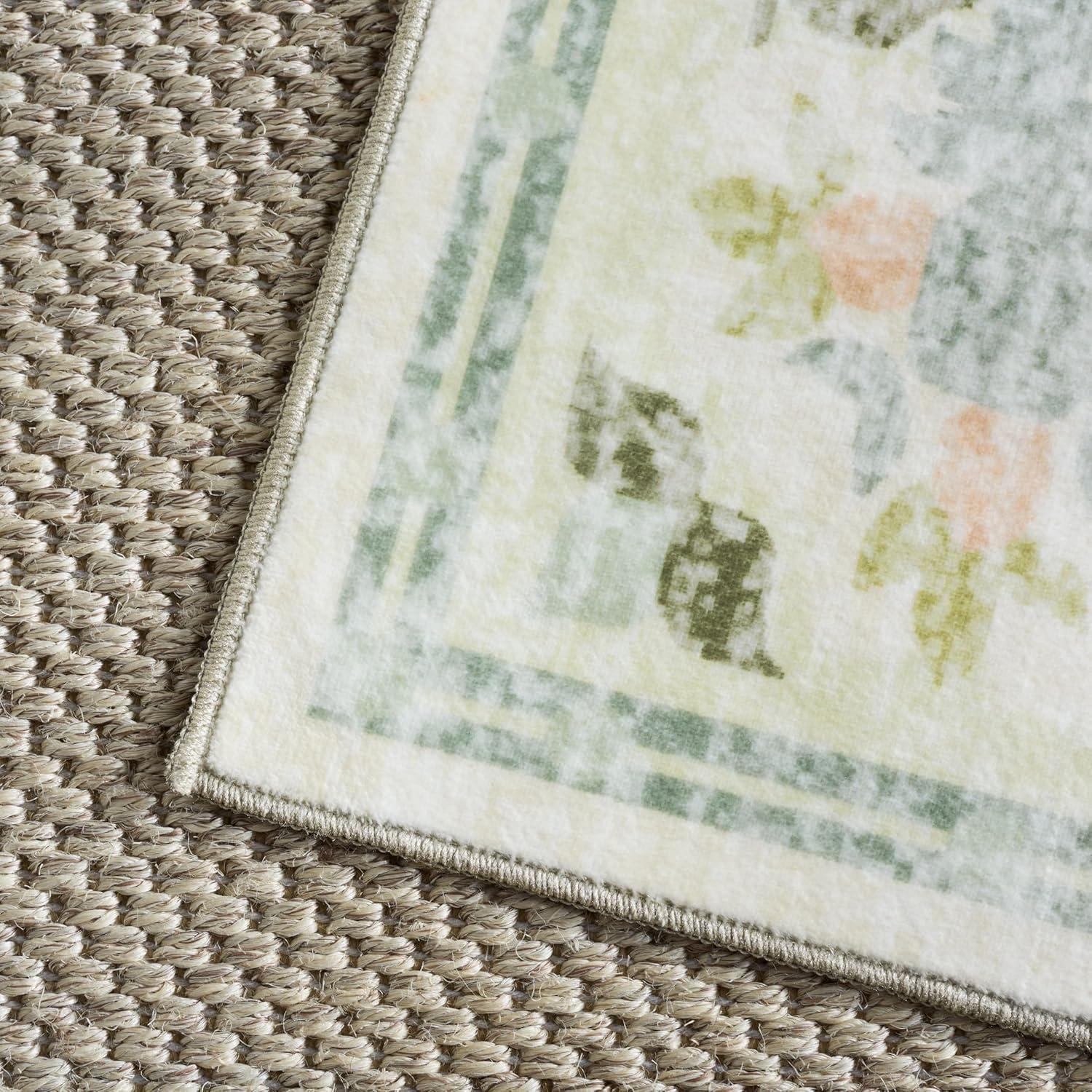 imageMartha Stewart x SAFAVIEH Machine Washable Area Rug Collection 5 x 8 Beige amp Green Slip Resistant amp Easy Cleaning Ideal for Ideal for Living Room Bedroom Dining Space MSRW181B