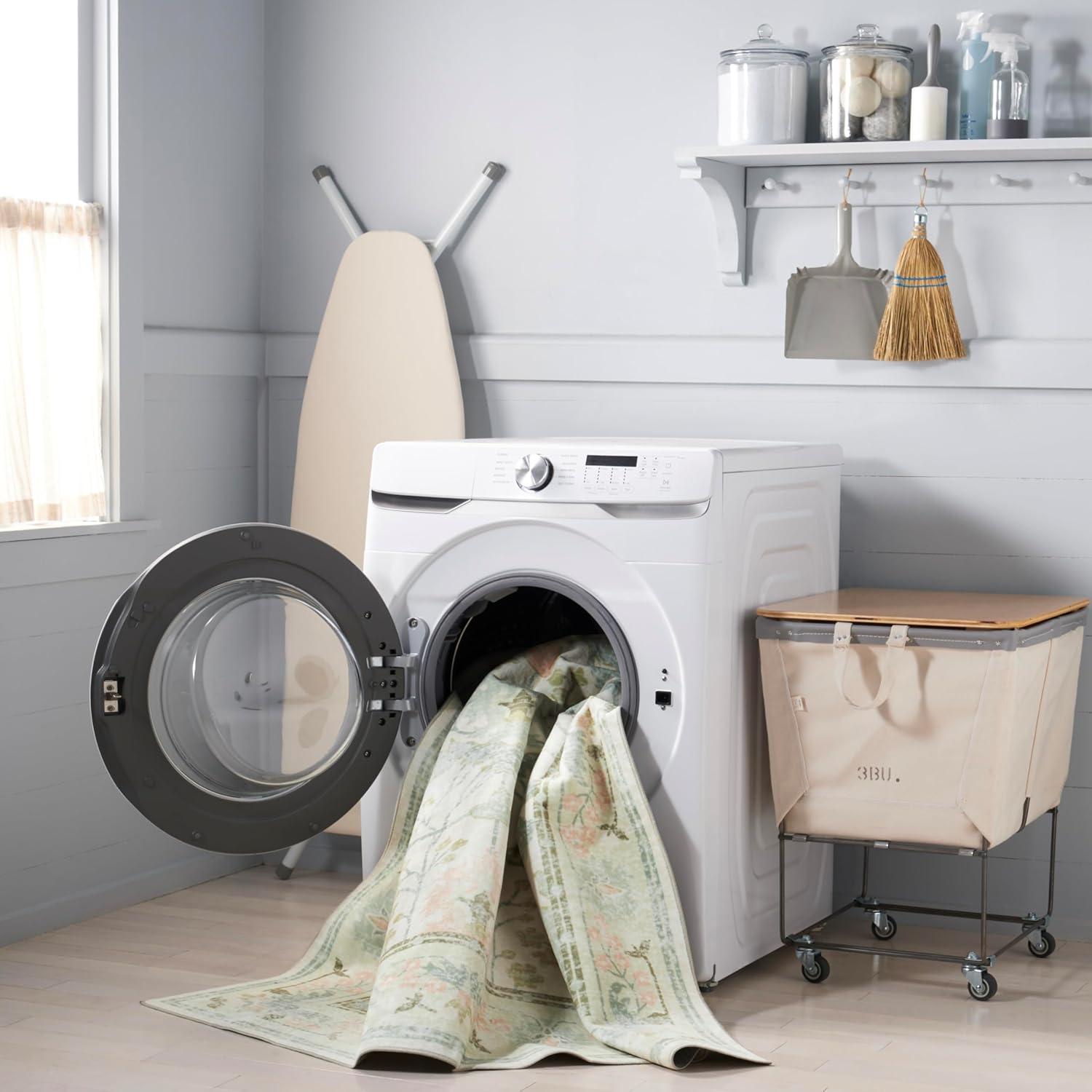 imageMartha Stewart x SAFAVIEH Machine Washable Area Rug Collection 5 x 8 Beige amp Green Slip Resistant amp Easy Cleaning Ideal for Ideal for Living Room Bedroom Dining Space MSRW181B