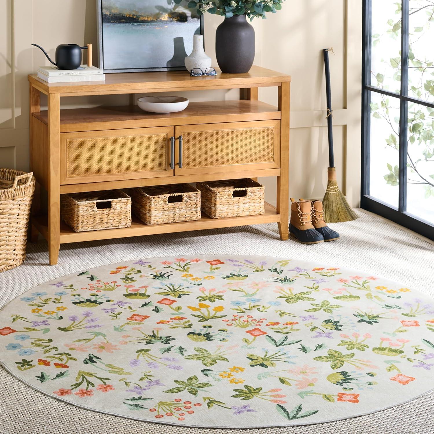 imageMartha Stewart x SAFAVIEH Machine Washable Area Rug Collection 5 x 8 Beige amp Red Slip Resistant amp Easy Cleaning Ideal for Ideal for Living Room Bedroom Dining Space MSRW186BBeigeRed