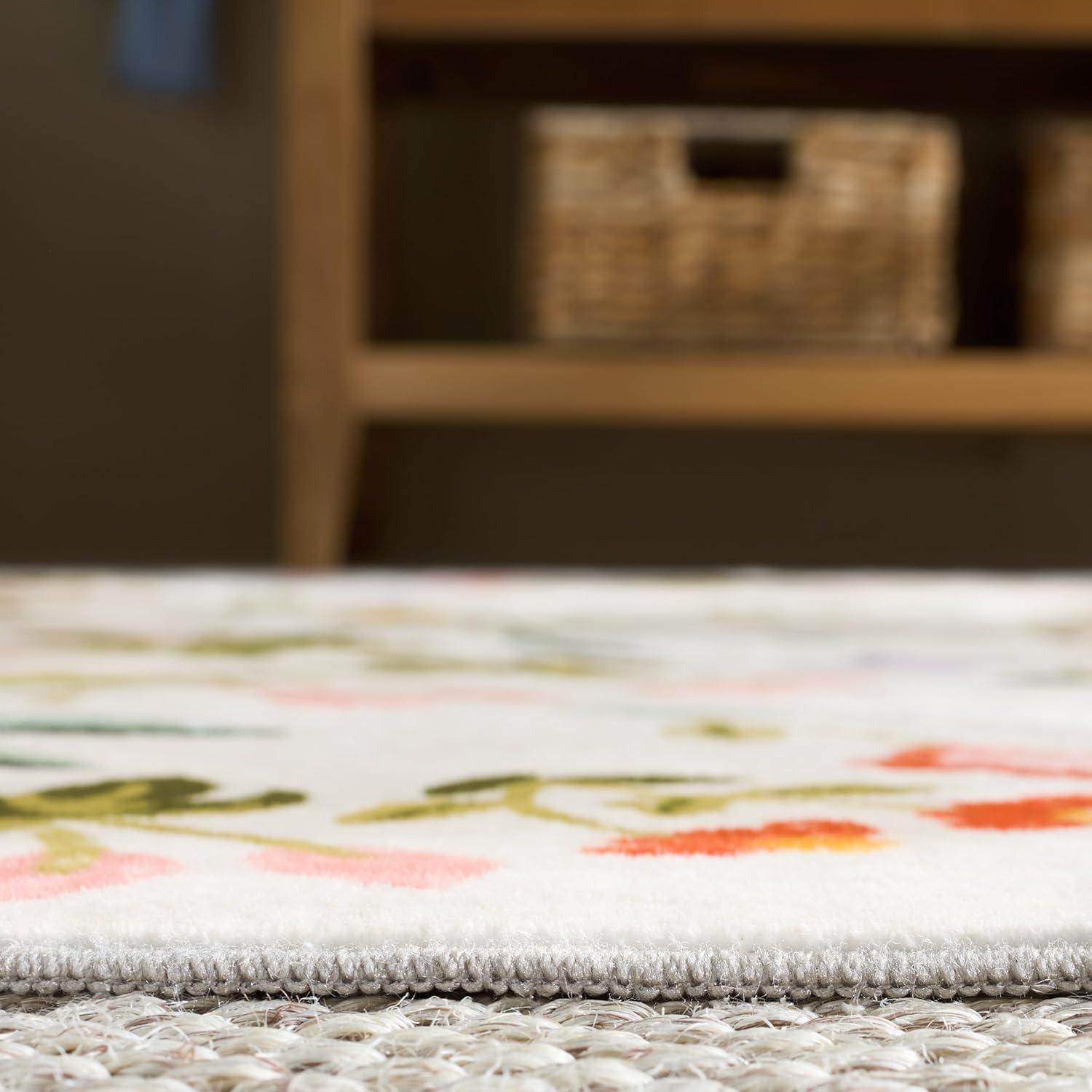 imageMartha Stewart x SAFAVIEH Machine Washable Area Rug Collection 5 x 8 Beige amp Red Slip Resistant amp Easy Cleaning Ideal for Ideal for Living Room Bedroom Dining Space MSRW186BBeigeRed