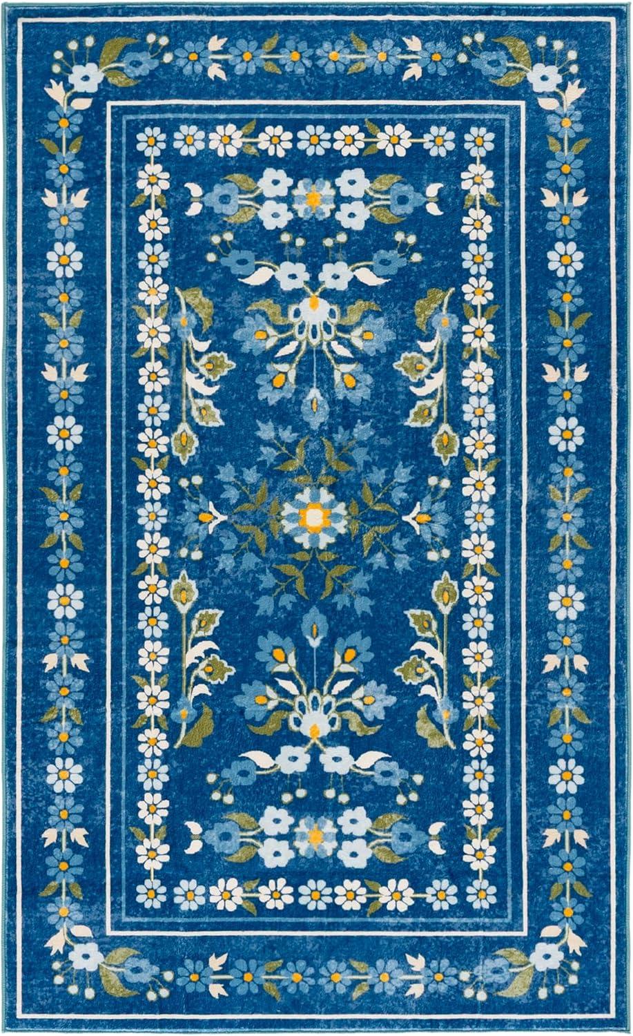 imageMartha Stewart x SAFAVIEH Machine Washable Area Rug Collection 5 x 8 Dark Blue amp Beige Slip Resistant amp Easy Cleaning Ideal for Ideal for Living Room Bedroom Dining Space MSRW179MDark BlueBeige