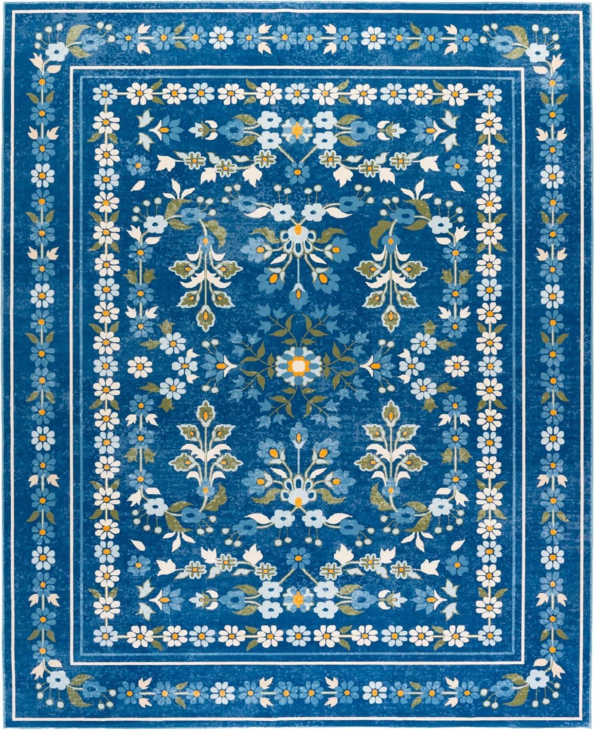 imageMartha Stewart x SAFAVIEH Machine Washable Area Rug Collection 5 x 8 Dark Blue amp Beige Slip Resistant amp Easy Cleaning Ideal for Ideal for Living Room Bedroom Dining Space MSRW179MDark BlueBeige