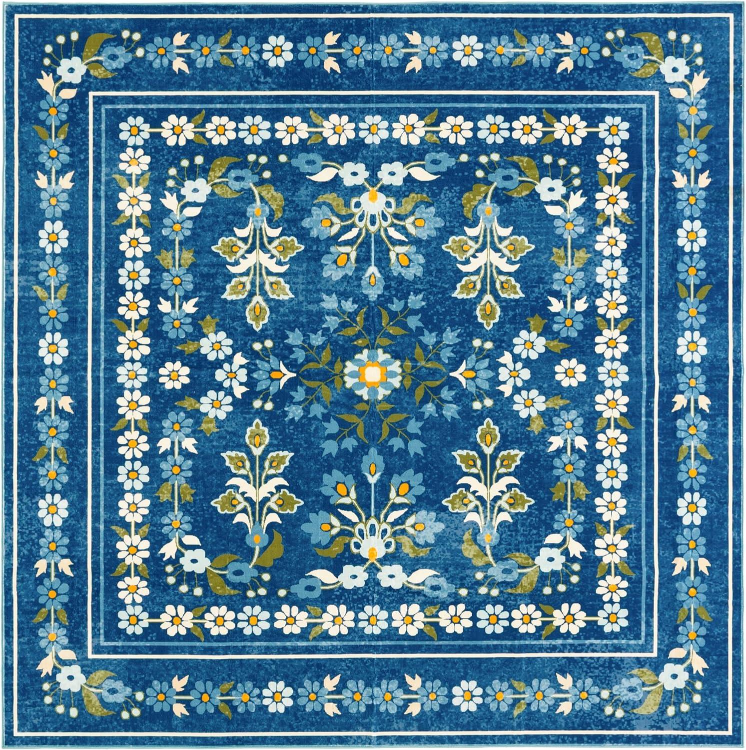 imageMartha Stewart x SAFAVIEH Machine Washable Area Rug Collection 5 x 8 Dark Blue amp Beige Slip Resistant amp Easy Cleaning Ideal for Ideal for Living Room Bedroom Dining Space MSRW179MDark BlueBeige