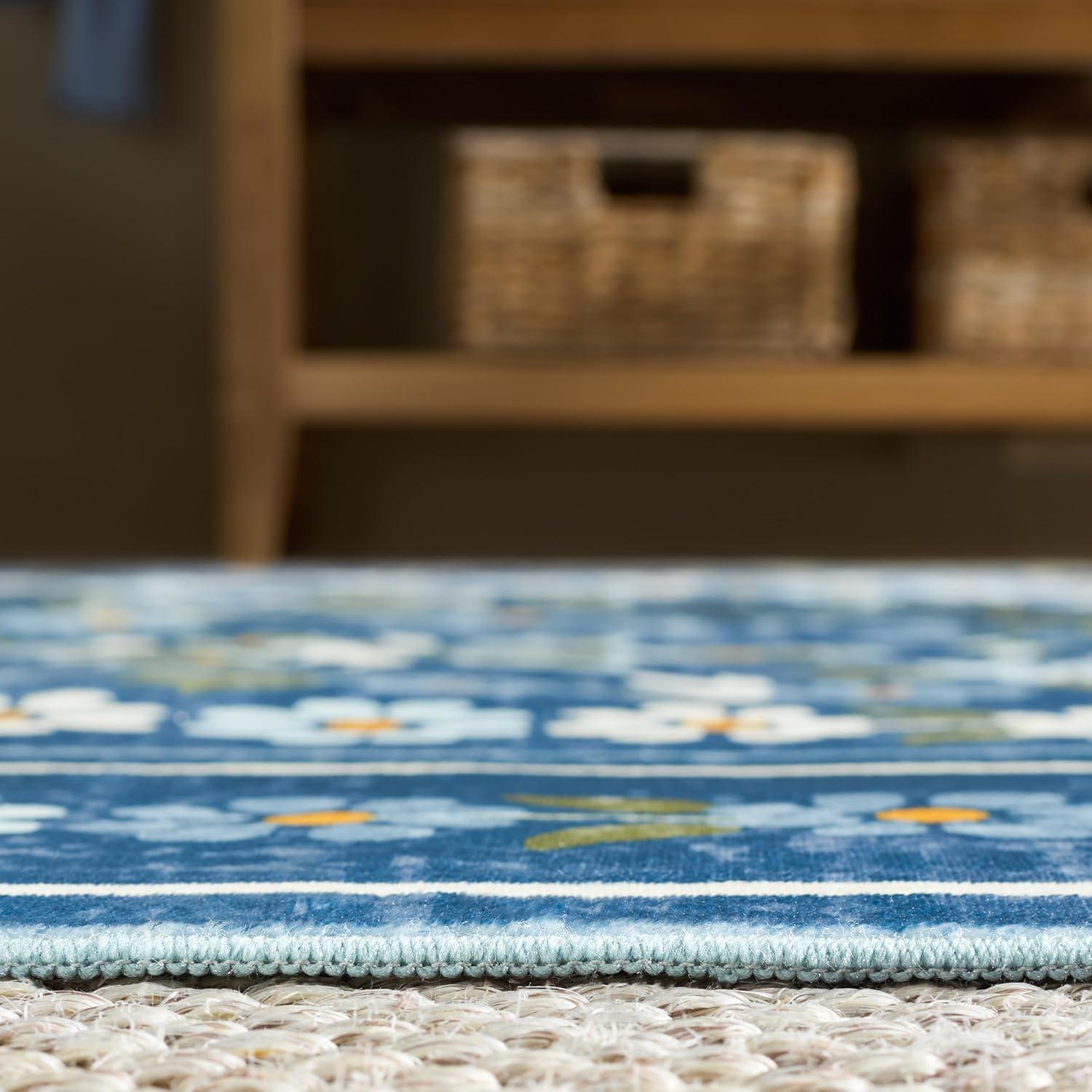 imageMartha Stewart x SAFAVIEH Machine Washable Area Rug Collection 5 x 8 Dark Blue amp Beige Slip Resistant amp Easy Cleaning Ideal for Ideal for Living Room Bedroom Dining Space MSRW179MDark BlueBeige