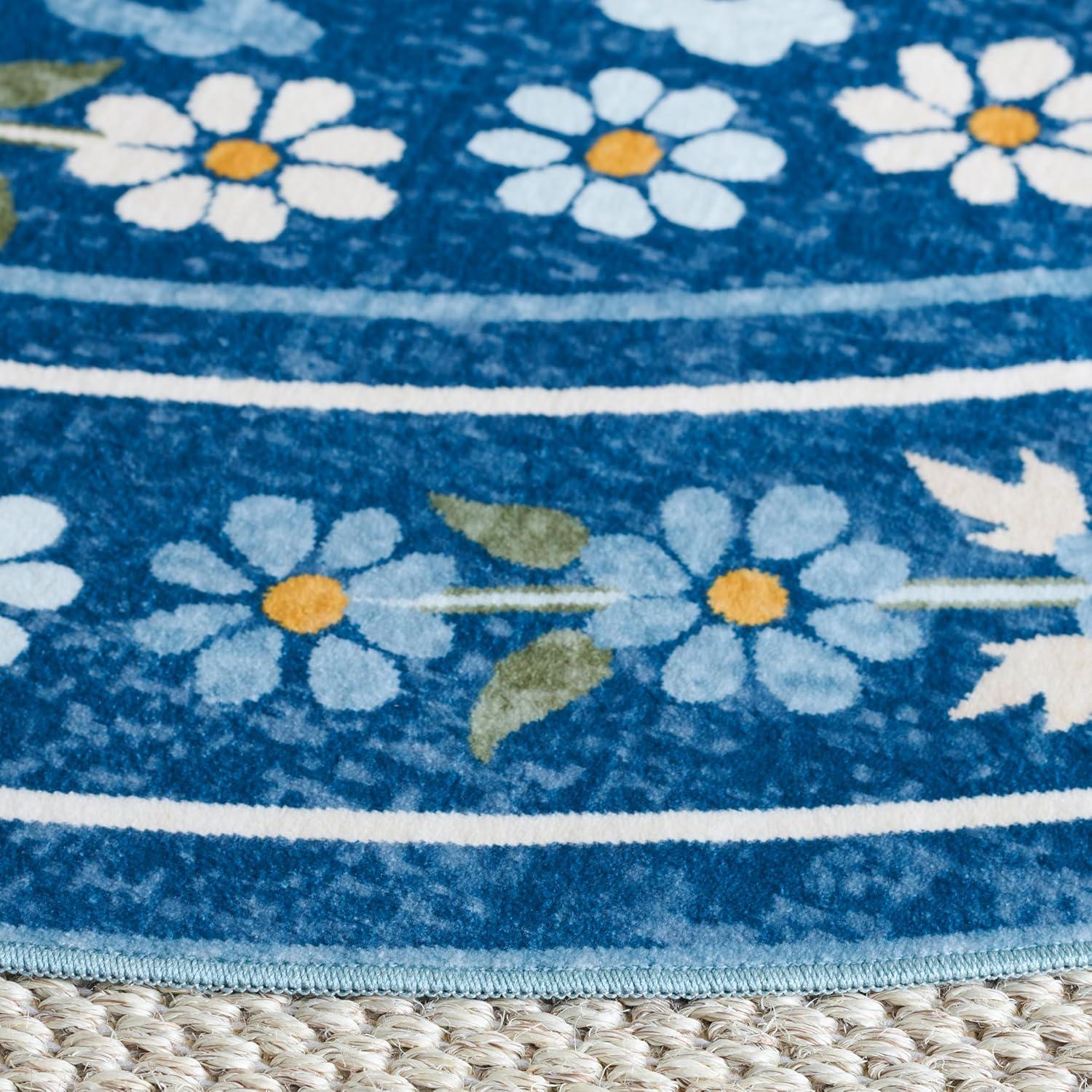 imageMartha Stewart x SAFAVIEH Machine Washable Area Rug Collection 5 x 8 Dark Blue amp Beige Slip Resistant amp Easy Cleaning Ideal for Ideal for Living Room Bedroom Dining Space MSRW179MDark BlueBeige