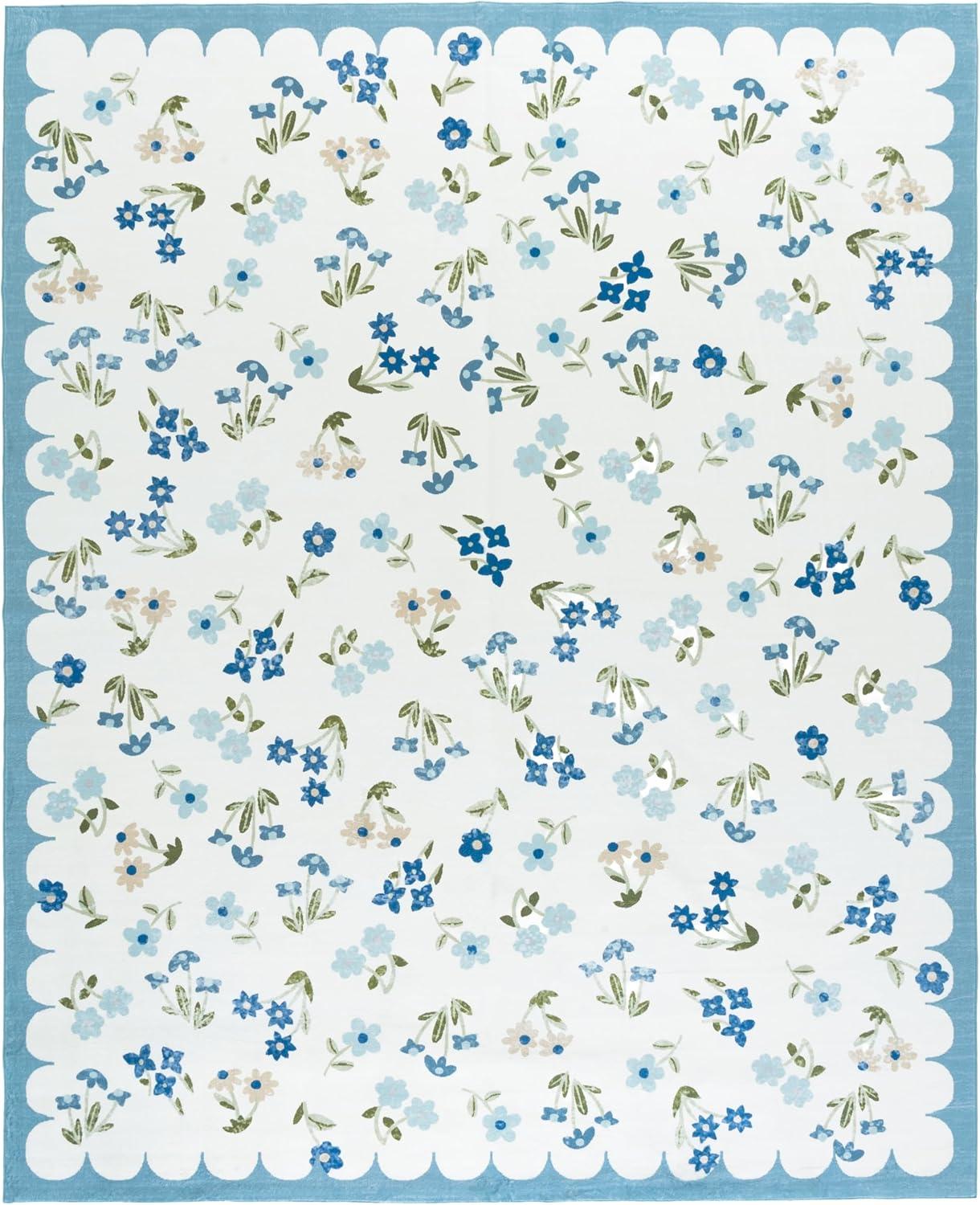 imageMartha Stewart x SAFAVIEH Machine Washable Area Rug Collection 5 x 8 Ivory amp Light Blue Slip Resistant amp Easy Cleaning Ideal for Ideal for Living Room Bedroom Dining Space MSRW198AIvoryLight Blue