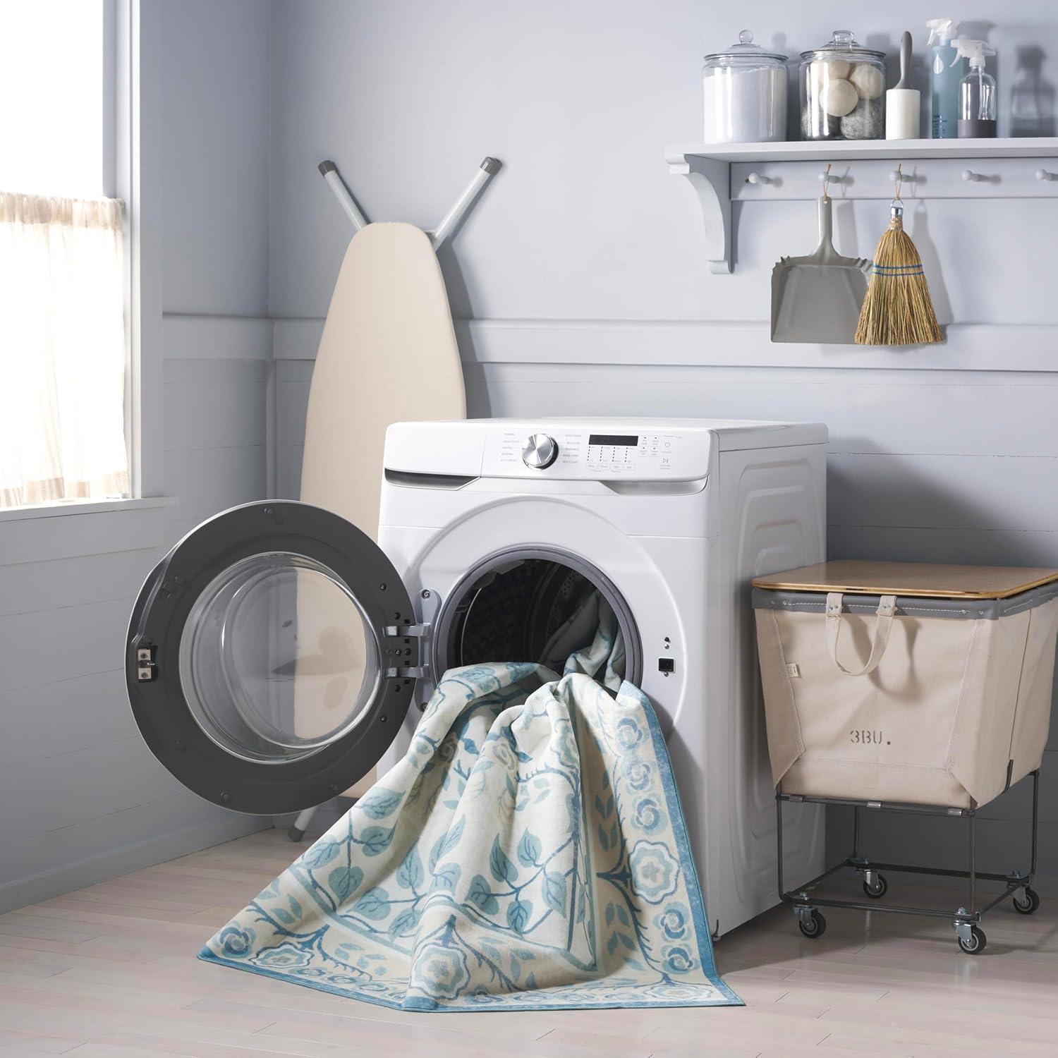 imageMartha Stewart x SAFAVIEH Machine Washable Area Rug Collection 5 x 8 Ivory amp Light Blue Slip Resistant amp Easy Cleaning Ideal for Ideal for Living Room Bedroom Dining Space MSRW182AIvoryLight Blue