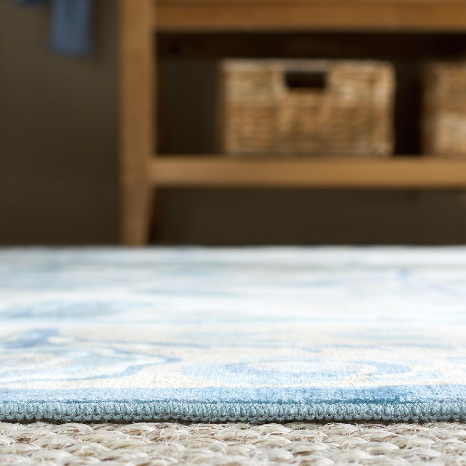 imageMartha Stewart x SAFAVIEH Machine Washable Area Rug Collection 5 x 8 Ivory amp Light Blue Slip Resistant amp Easy Cleaning Ideal for Ideal for Living Room Bedroom Dining Space MSRW182AIvoryLight Blue