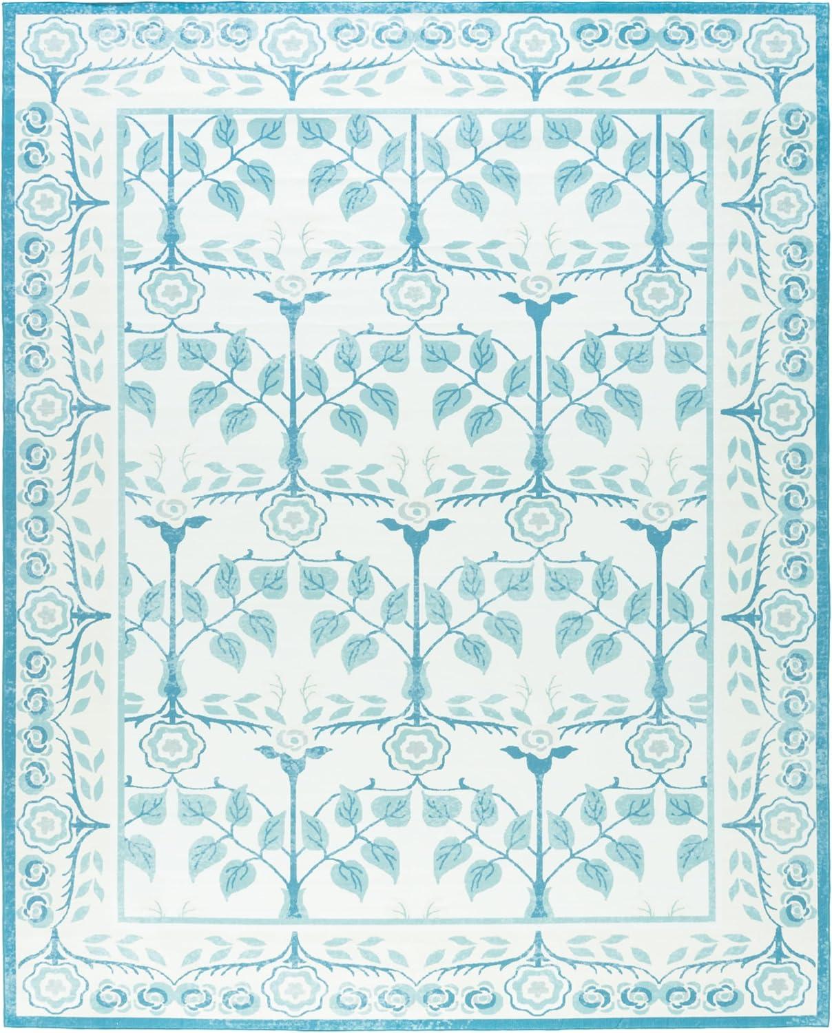imageMartha Stewart x SAFAVIEH Machine Washable Area Rug Collection 5 x 8 Ivory amp Light Blue Slip Resistant amp Easy Cleaning Ideal for Ideal for Living Room Bedroom Dining Space MSRW182AIvoryLight Blue