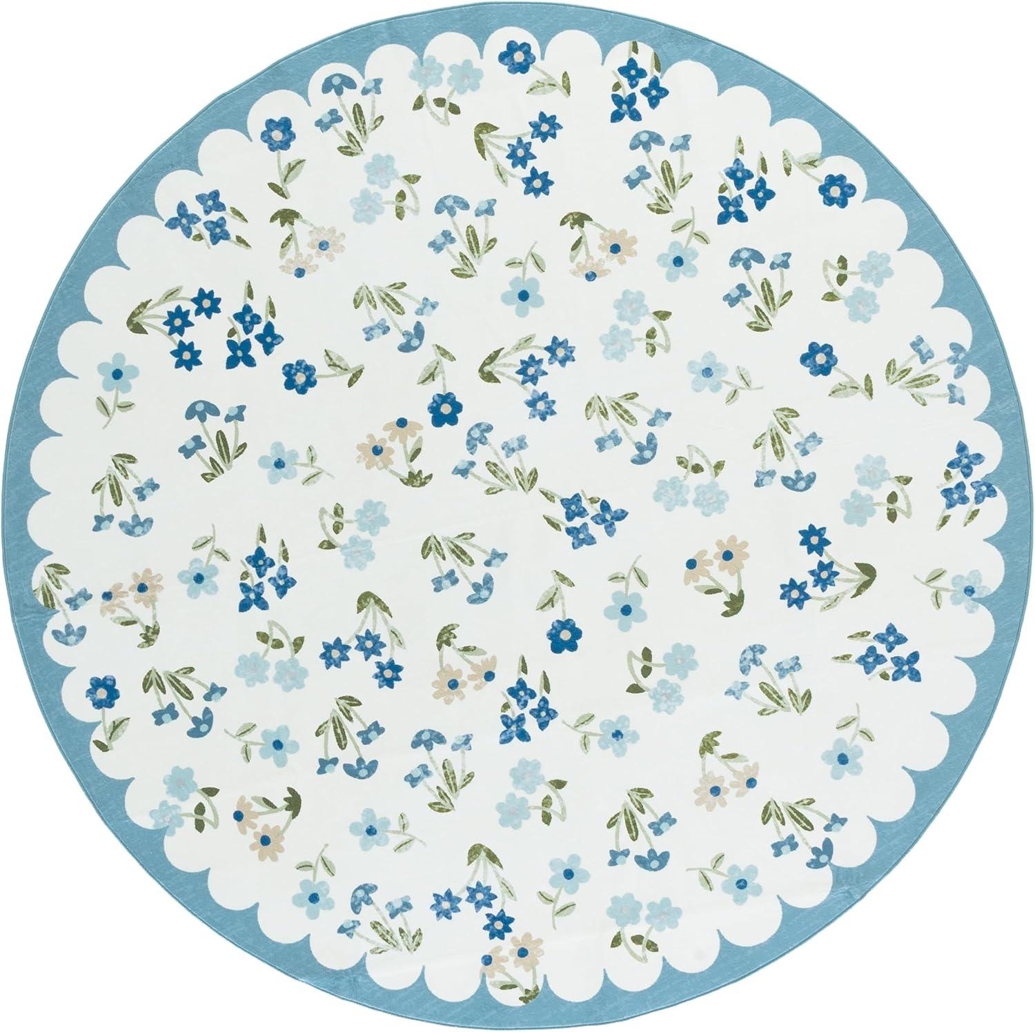 imageMartha Stewart x SAFAVIEH Machine Washable Area Rug Collection 5 x 8 Ivory amp Light Blue Slip Resistant amp Easy Cleaning Ideal for Ideal for Living Room Bedroom Dining Space MSRW198AIvoryLight Blue