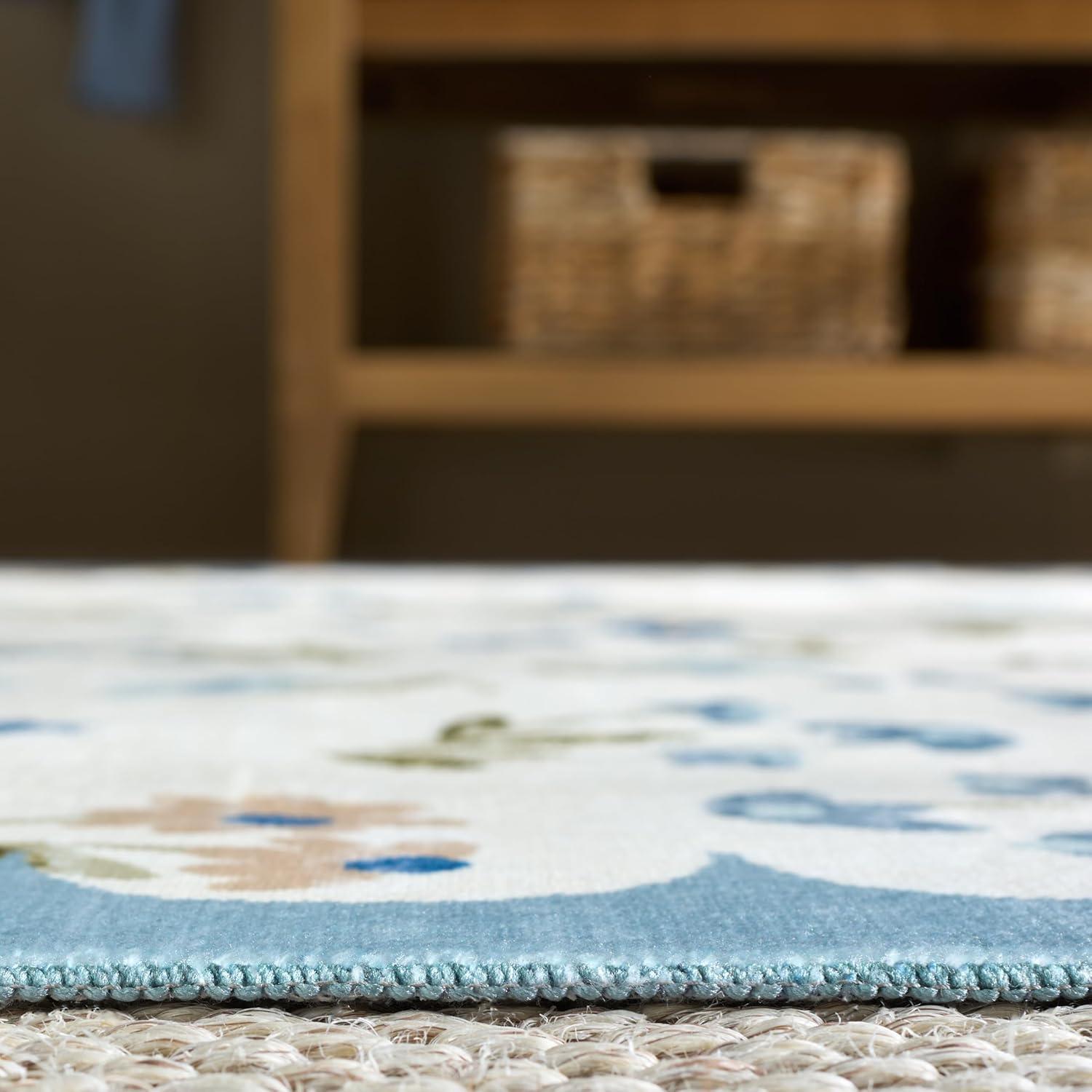 imageMartha Stewart x SAFAVIEH Machine Washable Area Rug Collection 5 x 8 Ivory amp Light Blue Slip Resistant amp Easy Cleaning Ideal for Ideal for Living Room Bedroom Dining Space MSRW198AIvoryLight Blue