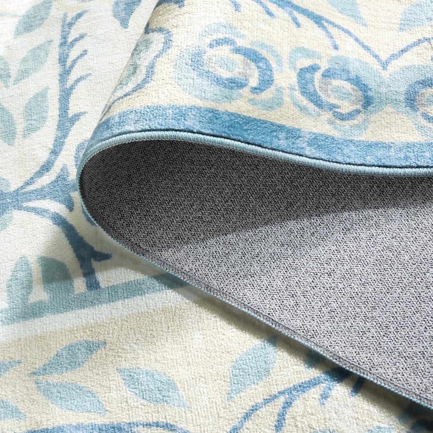 imageMartha Stewart x SAFAVIEH Machine Washable Area Rug Collection 5 x 8 Ivory amp Light Blue Slip Resistant amp Easy Cleaning Ideal for Ideal for Living Room Bedroom Dining Space MSRW182AIvoryLight Blue
