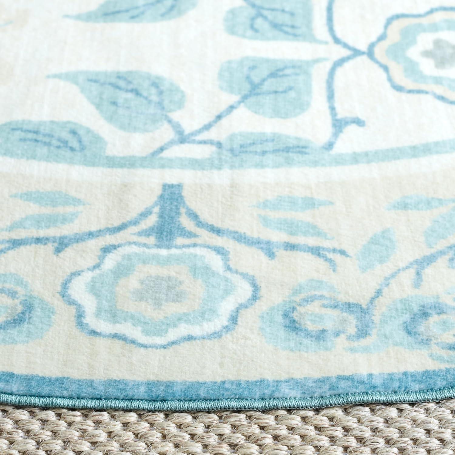 imageMartha Stewart x SAFAVIEH Machine Washable Area Rug Collection 5 x 8 Ivory amp Light Blue Slip Resistant amp Easy Cleaning Ideal for Ideal for Living Room Bedroom Dining Space MSRW182AIvoryLight Blue