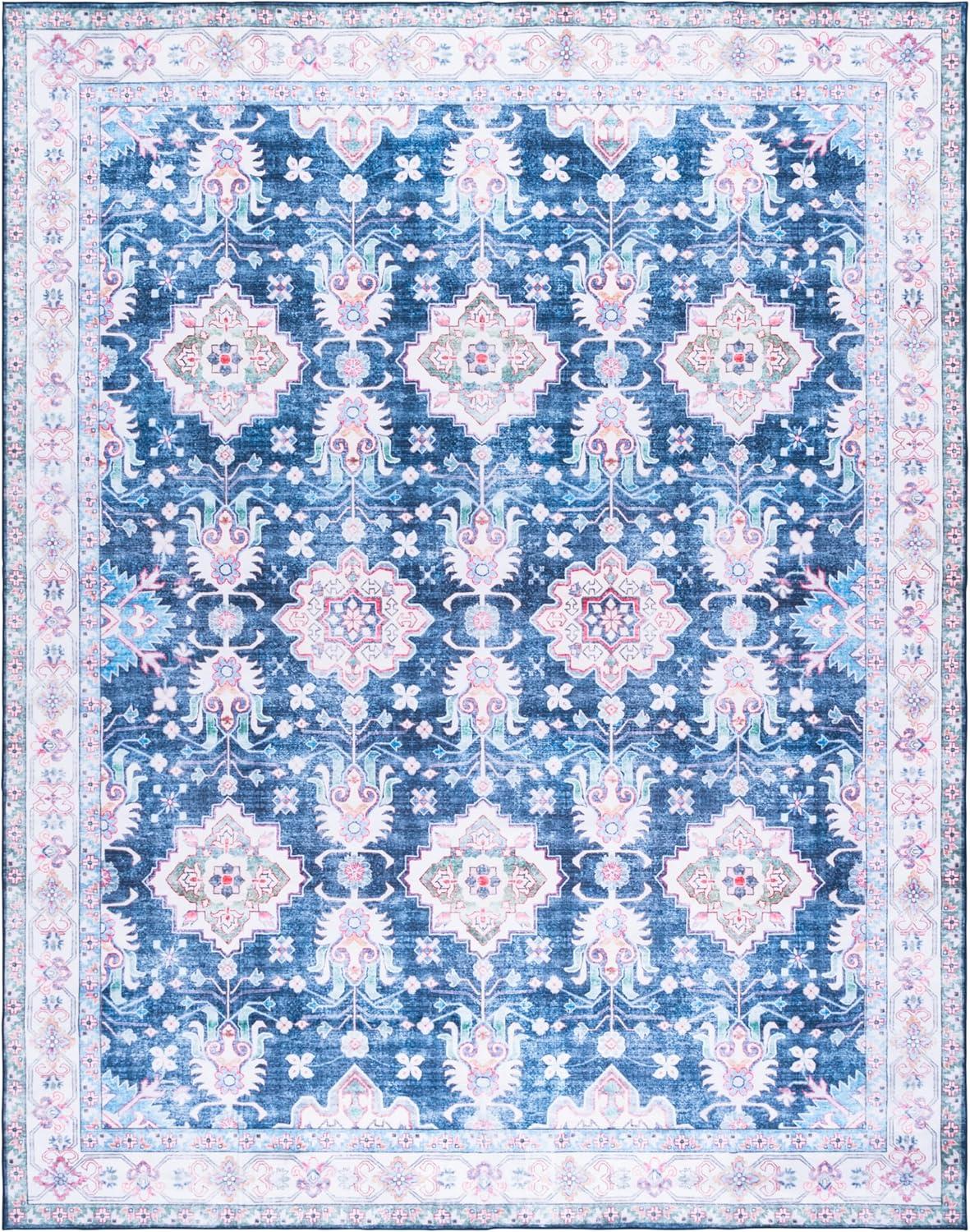 imageMartha Stewart x SAFAVIEH Machine Washable Area Rug Collection 5 x 8 Navy amp Beige Slip Resistant amp Easy Cleaning Ideal for Ideal for Living Room Bedroom Dining Space MSRW196NNavyBeige