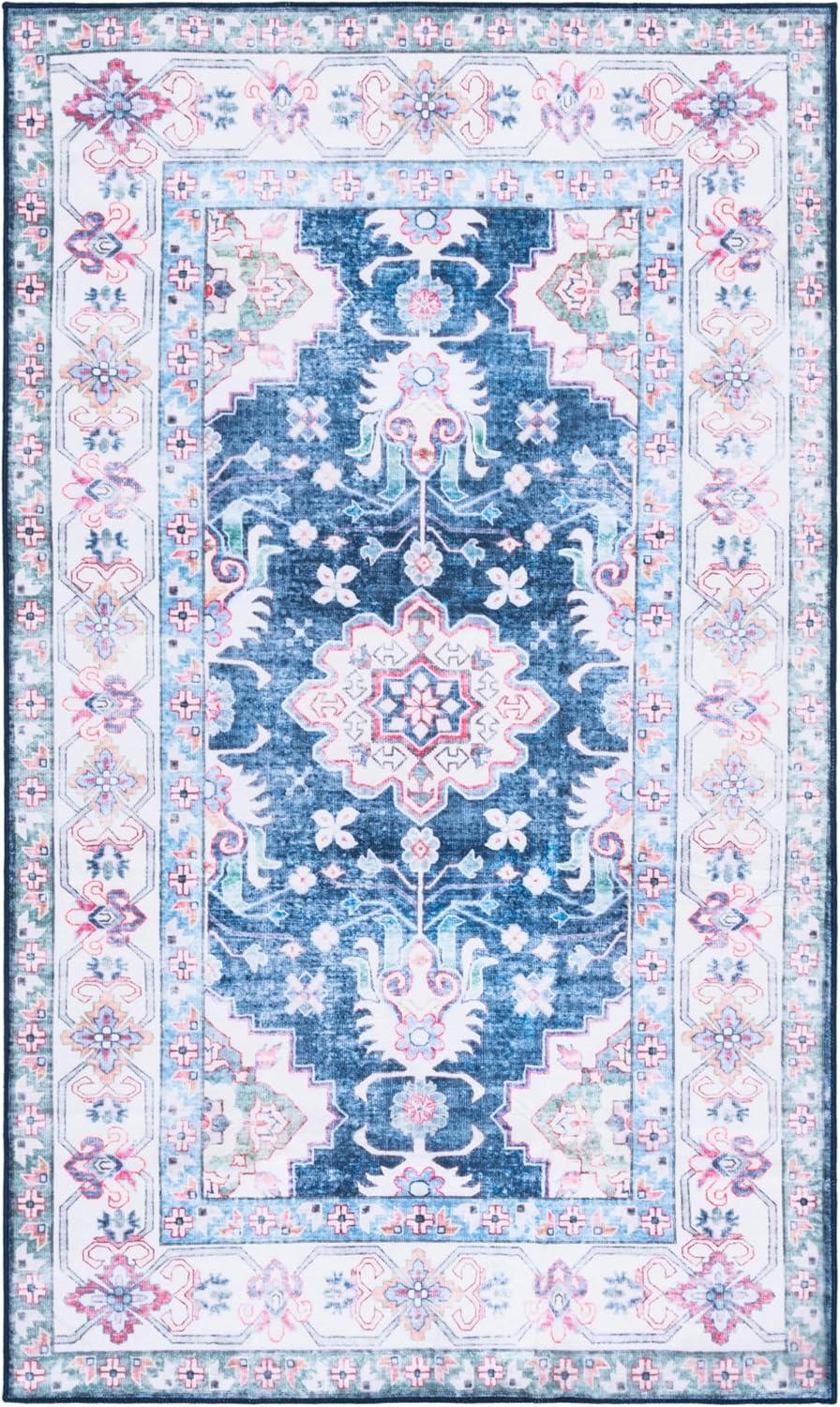 imageMartha Stewart x SAFAVIEH Machine Washable Area Rug Collection 5 x 8 Navy amp Beige Slip Resistant amp Easy Cleaning Ideal for Ideal for Living Room Bedroom Dining Space MSRW196NNavyBeige