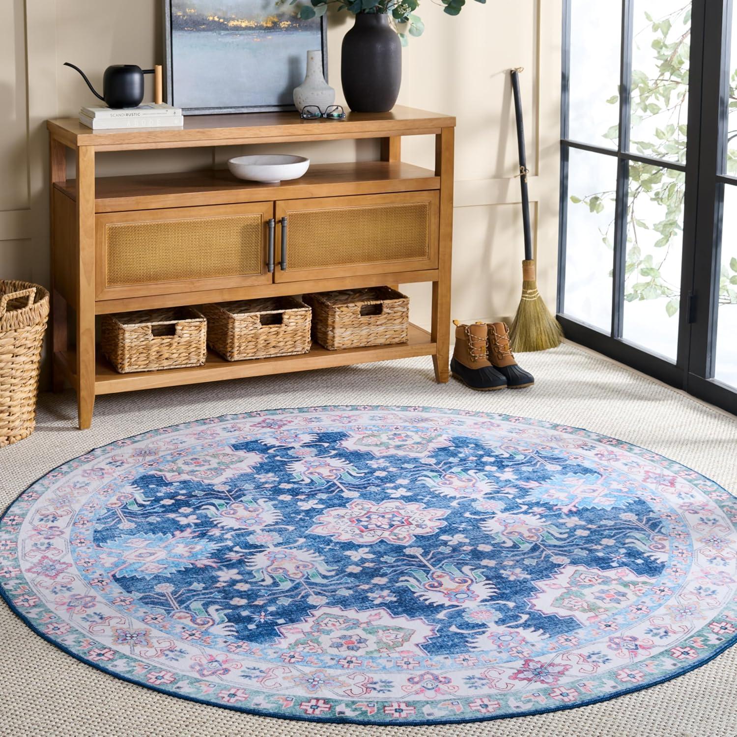 imageMartha Stewart x SAFAVIEH Machine Washable Area Rug Collection 5 x 8 Navy amp Beige Slip Resistant amp Easy Cleaning Ideal for Ideal for Living Room Bedroom Dining Space MSRW196NNavyBeige