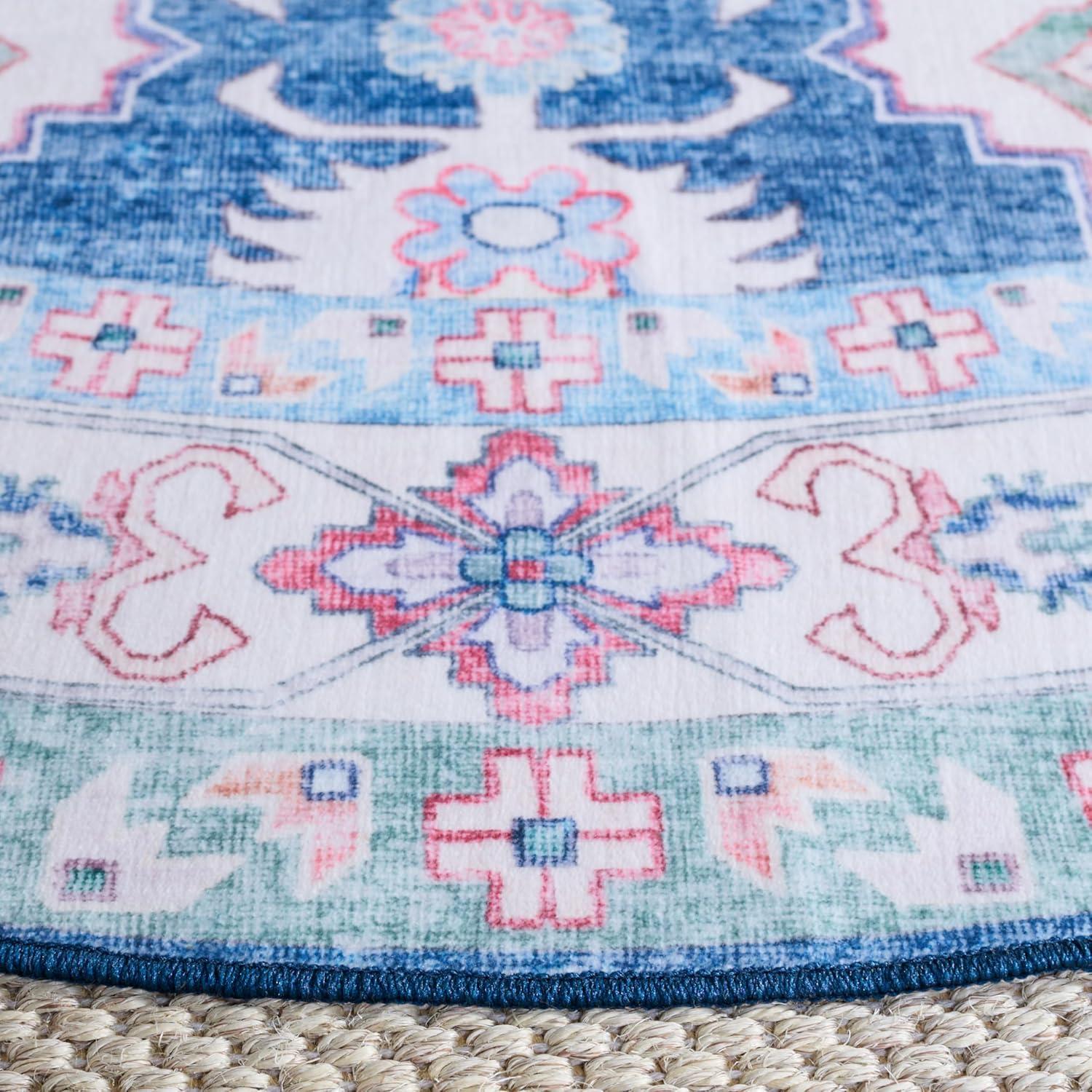 imageMartha Stewart x SAFAVIEH Machine Washable Area Rug Collection 5 x 8 Navy amp Beige Slip Resistant amp Easy Cleaning Ideal for Ideal for Living Room Bedroom Dining Space MSRW196NNavyBeige