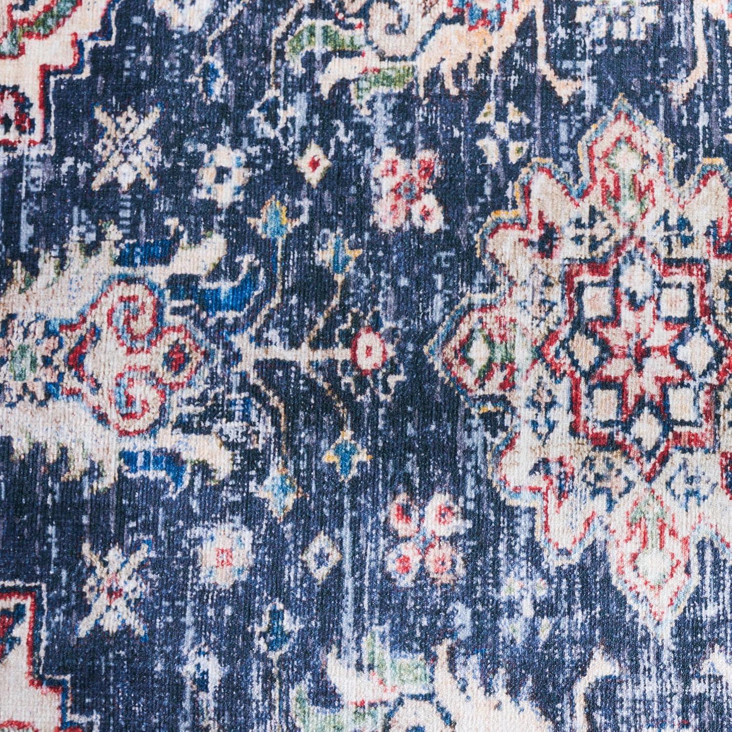 imageMartha Stewart x SAFAVIEH Machine Washable Area Rug Collection 5 x 8 Navy amp Beige Slip Resistant amp Easy Cleaning Ideal for Ideal for Living Room Bedroom Dining Space MSRW196NNavyBeige