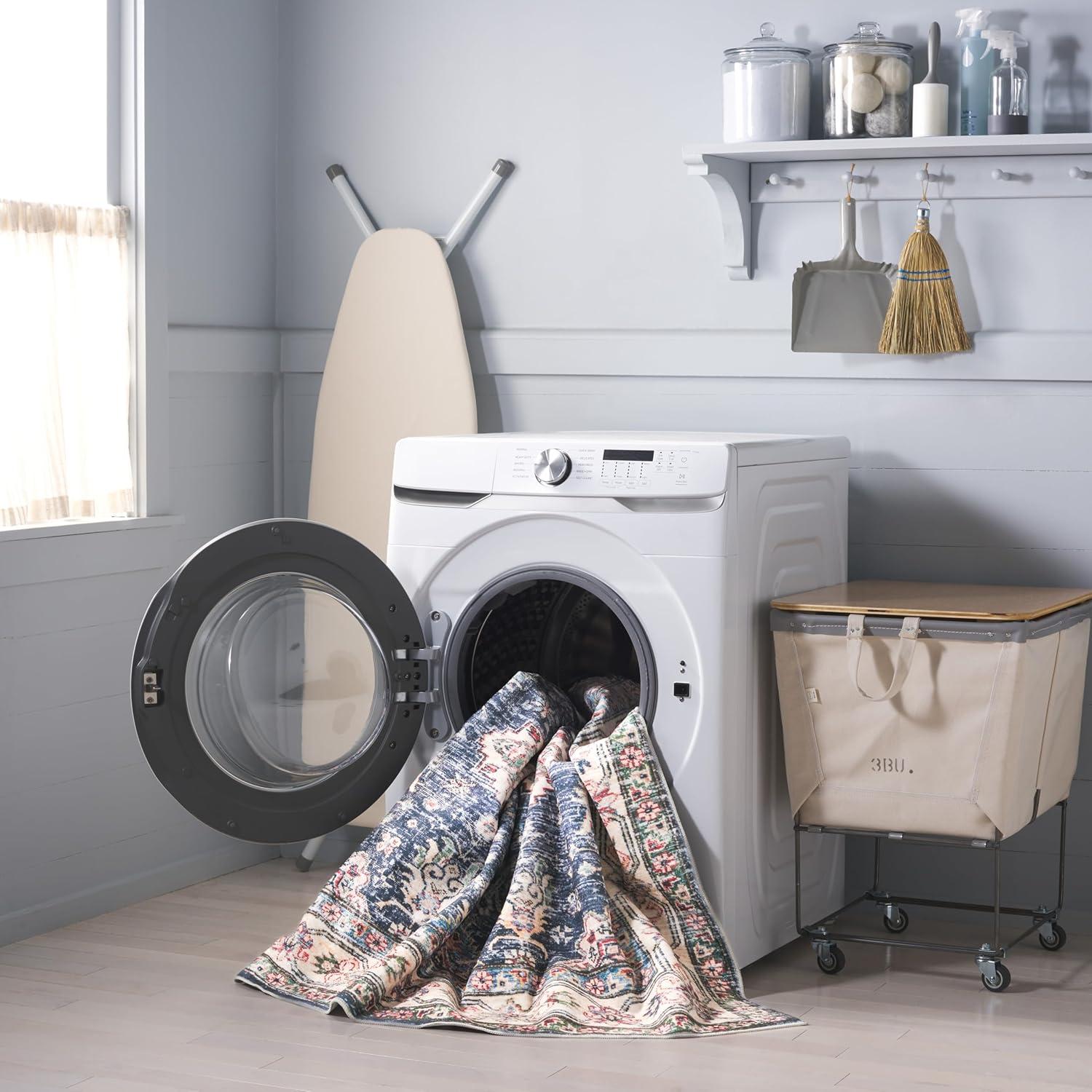 imageMartha Stewart x SAFAVIEH Machine Washable Area Rug Collection 5 x 8 Navy amp Beige Slip Resistant amp Easy Cleaning Ideal for Ideal for Living Room Bedroom Dining Space MSRW196NNavyBeige