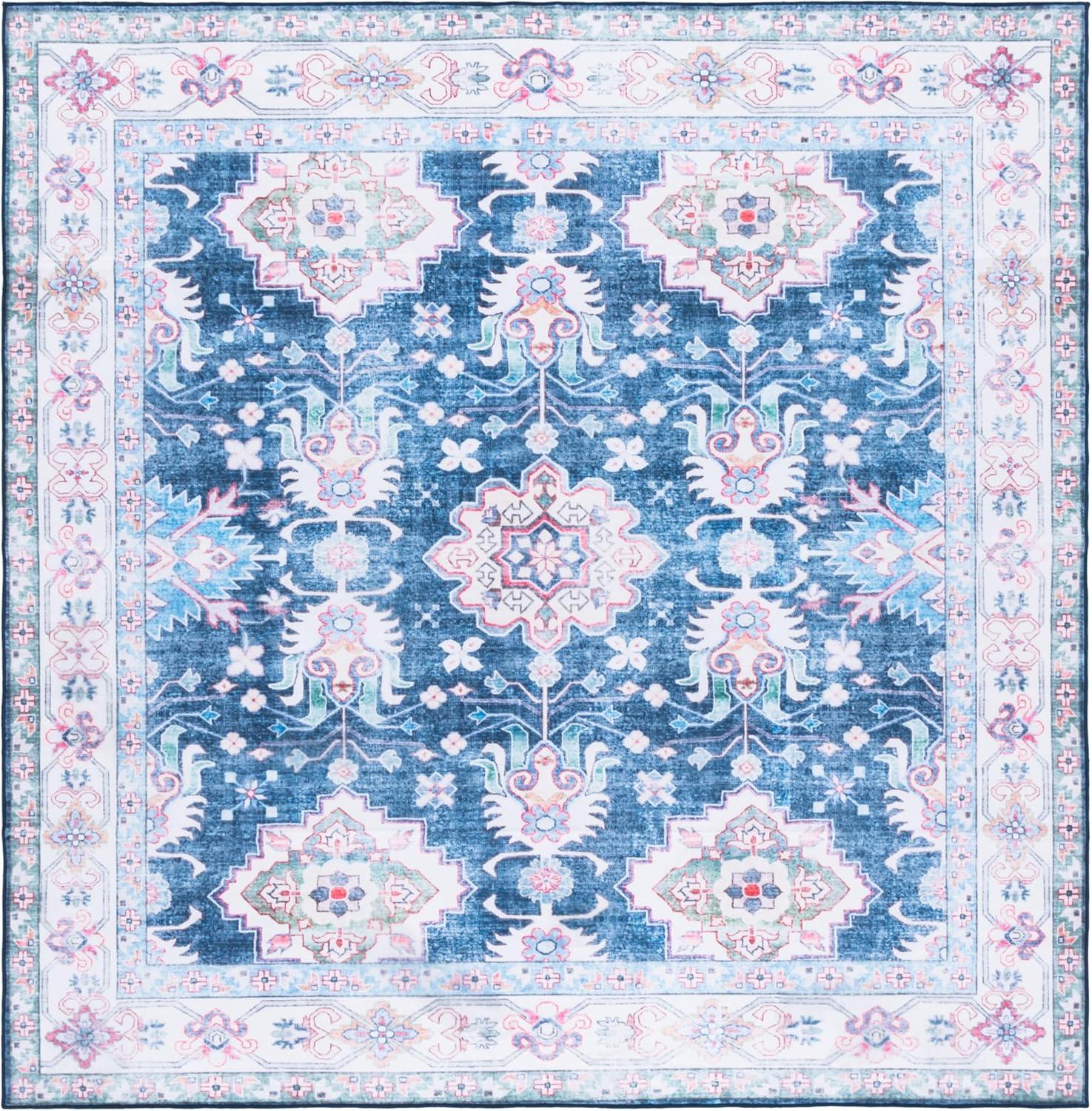 imageMartha Stewart x SAFAVIEH Machine Washable Area Rug Collection 5 x 8 Navy amp Beige Slip Resistant amp Easy Cleaning Ideal for Ideal for Living Room Bedroom Dining Space MSRW196NNavyBeige