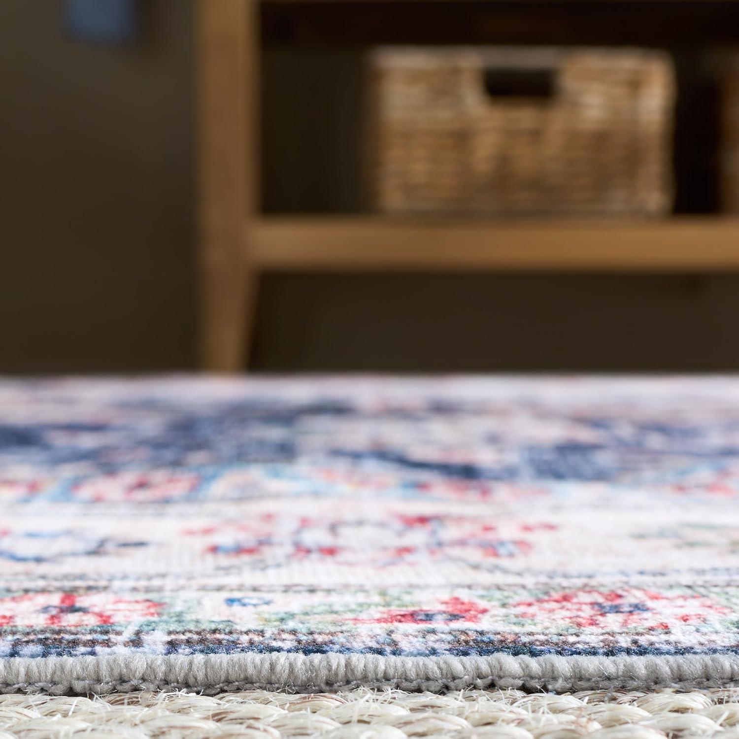 imageMartha Stewart x SAFAVIEH Machine Washable Area Rug Collection 5 x 8 Navy amp Beige Slip Resistant amp Easy Cleaning Ideal for Ideal for Living Room Bedroom Dining Space MSRW196NNavyBeige