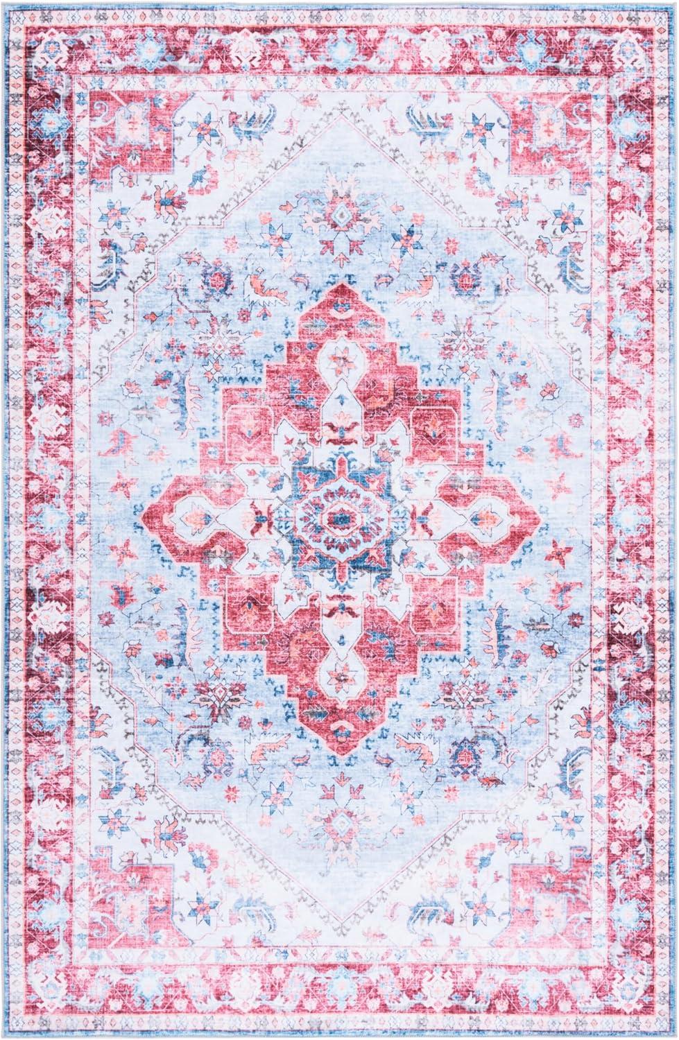 imageMartha Stewart x SAFAVIEH Machine Washable Area Rug Collection 5 x 8 Red amp Blue Slip Resistant amp Easy Cleaning Ideal for Ideal for Living Room Bedroom Dining Space MSRW148MRedBlue
