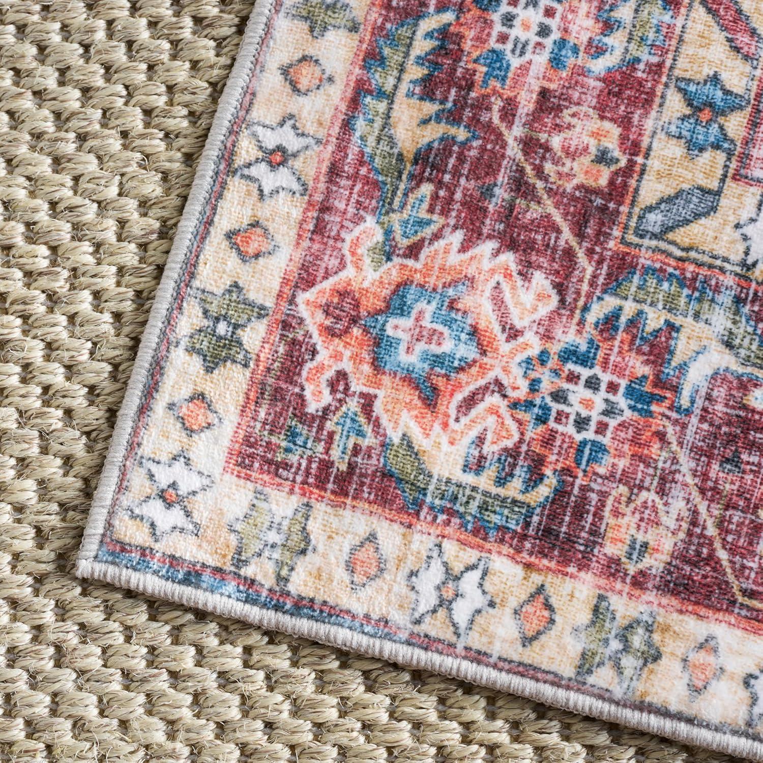 imageMartha Stewart x SAFAVIEH Machine Washable Area Rug Collection 5 x 8 Red amp Blue Slip Resistant amp Easy Cleaning Ideal for Ideal for Living Room Bedroom Dining Space MSRW148MRedBlue