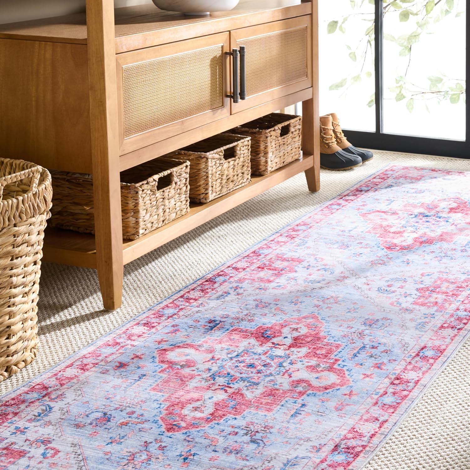 imageMartha Stewart x SAFAVIEH Machine Washable Area Rug Collection 5 x 8 Red amp Blue Slip Resistant amp Easy Cleaning Ideal for Ideal for Living Room Bedroom Dining Space MSRW148MRedBlue