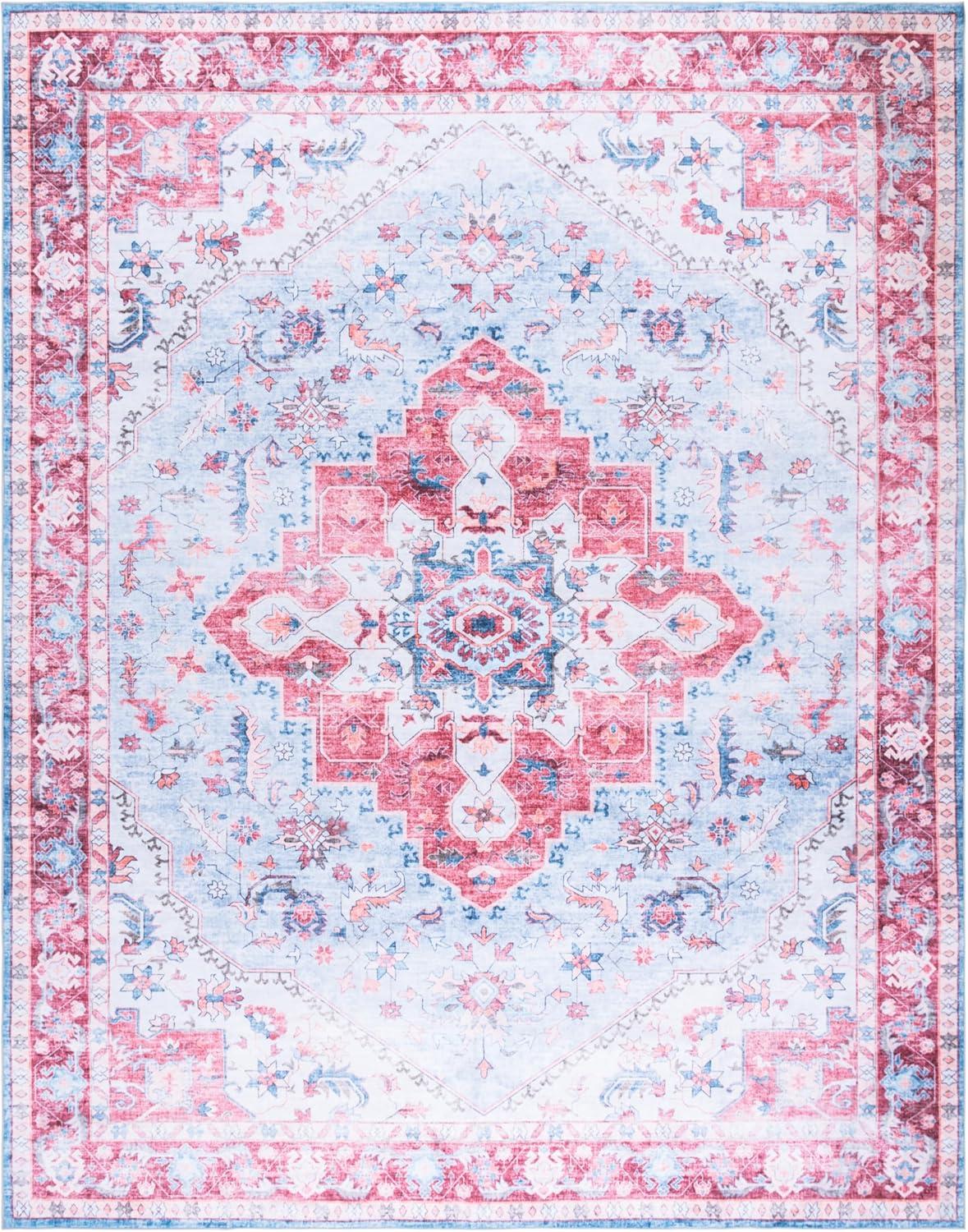 imageMartha Stewart x SAFAVIEH Machine Washable Area Rug Collection 5 x 8 Red amp Blue Slip Resistant amp Easy Cleaning Ideal for Ideal for Living Room Bedroom Dining Space MSRW148MRedBlue