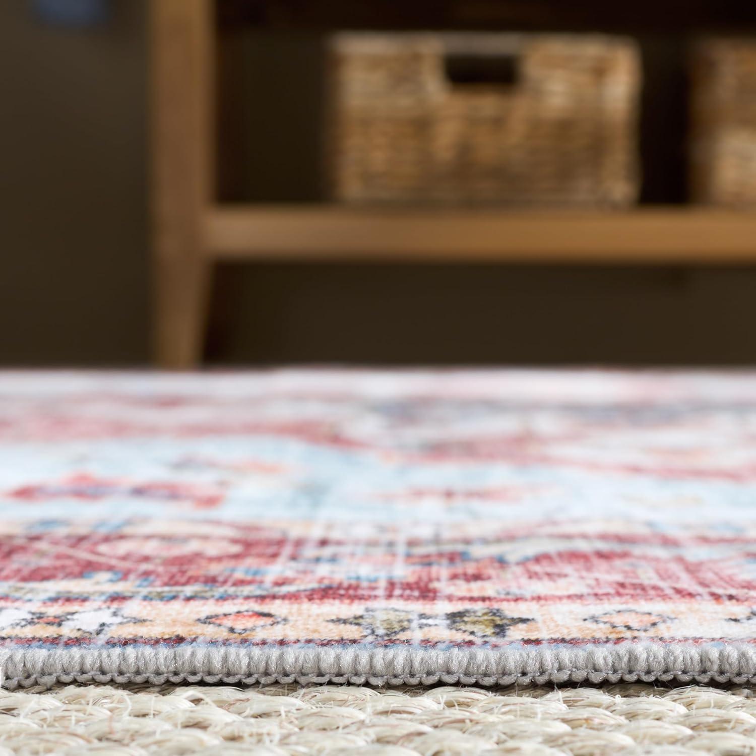 imageMartha Stewart x SAFAVIEH Machine Washable Area Rug Collection 5 x 8 Red amp Blue Slip Resistant amp Easy Cleaning Ideal for Ideal for Living Room Bedroom Dining Space MSRW148MRedBlue