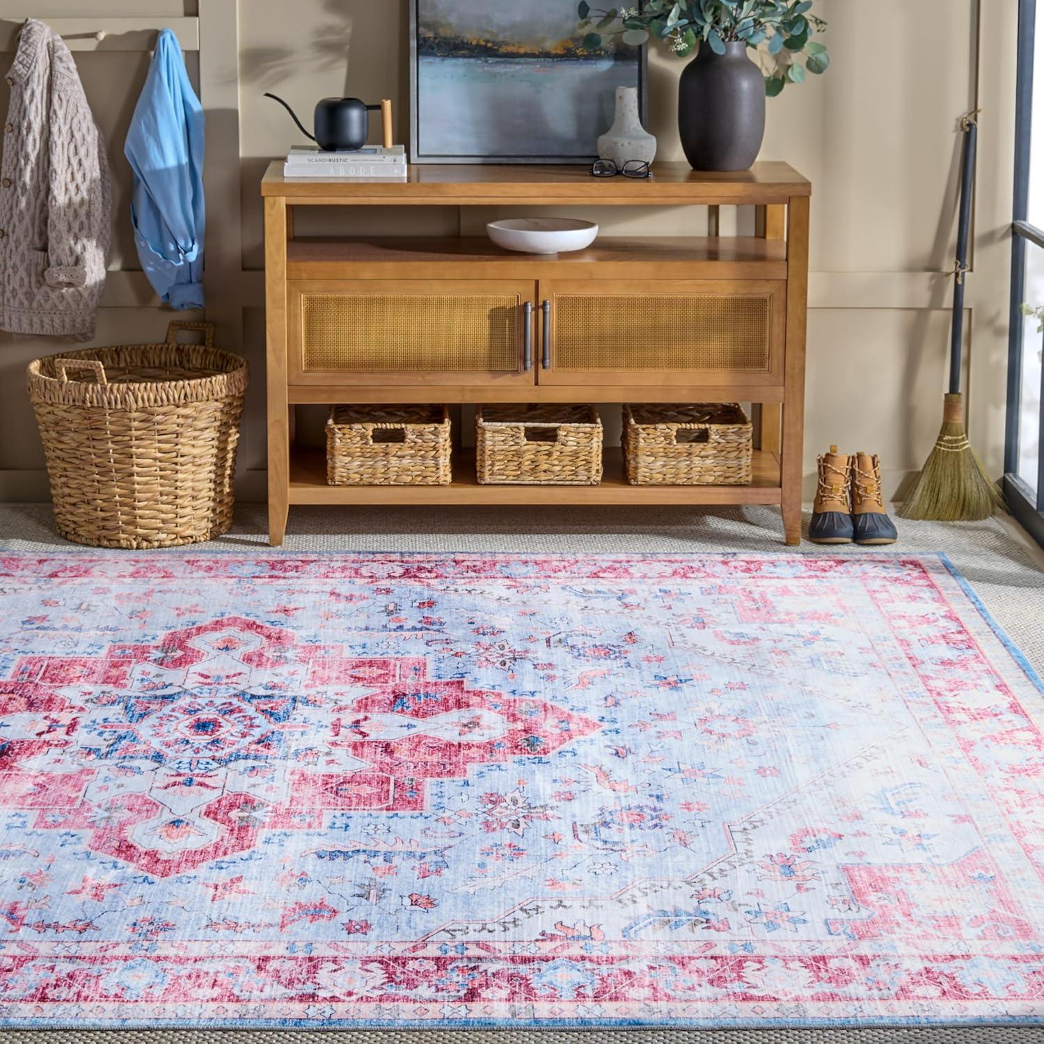 imageMartha Stewart x SAFAVIEH Machine Washable Area Rug Collection 5 x 8 Red amp Blue Slip Resistant amp Easy Cleaning Ideal for Ideal for Living Room Bedroom Dining Space MSRW148MRedBlue