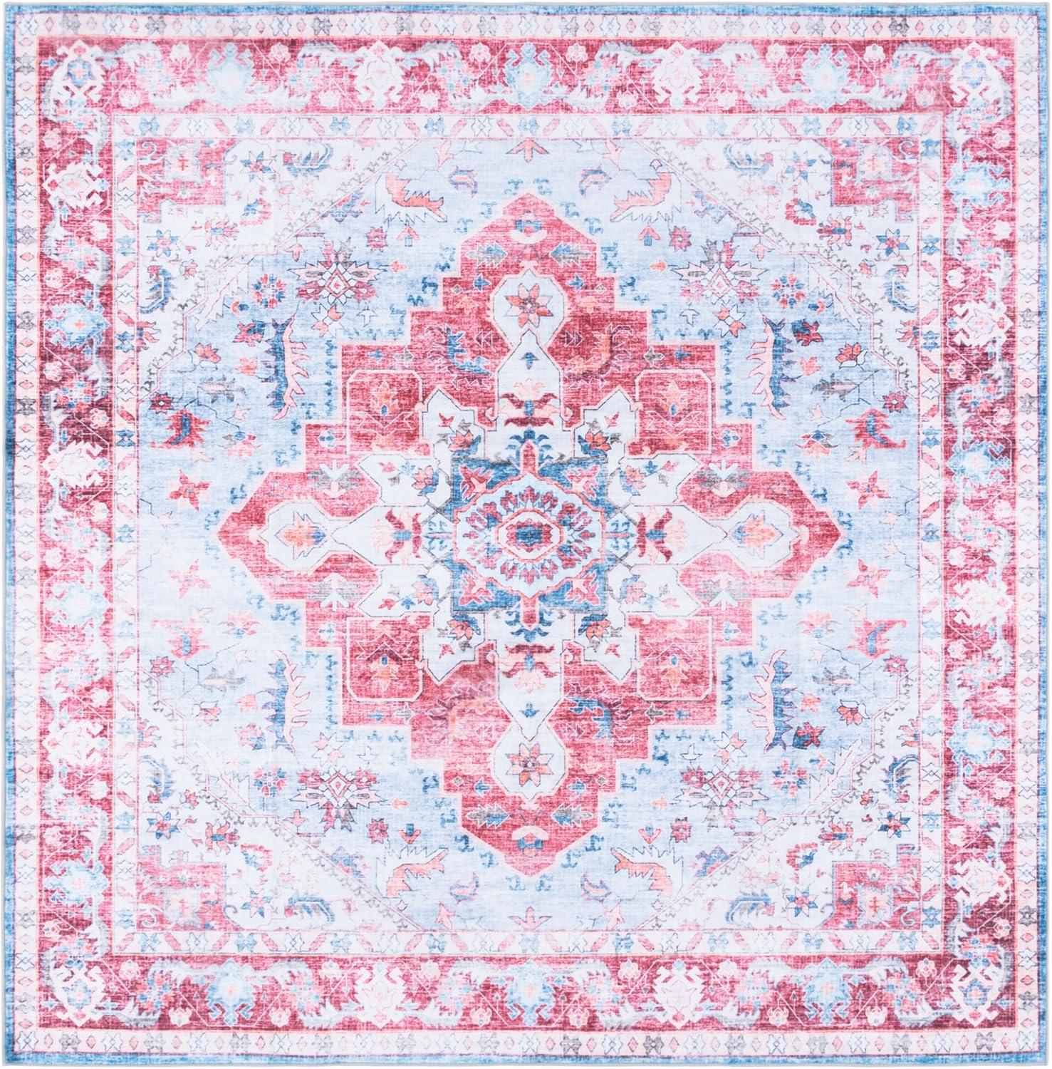 imageMartha Stewart x SAFAVIEH Machine Washable Area Rug Collection 5 x 8 Red amp Blue Slip Resistant amp Easy Cleaning Ideal for Ideal for Living Room Bedroom Dining Space MSRW148MRedBlue