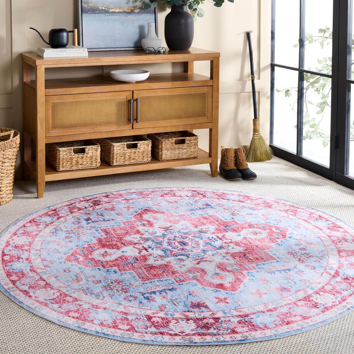 imageMartha Stewart x SAFAVIEH Machine Washable Area Rug Collection 5 x 8 Red amp Blue Slip Resistant amp Easy Cleaning Ideal for Ideal for Living Room Bedroom Dining Space MSRW148MRedBlue