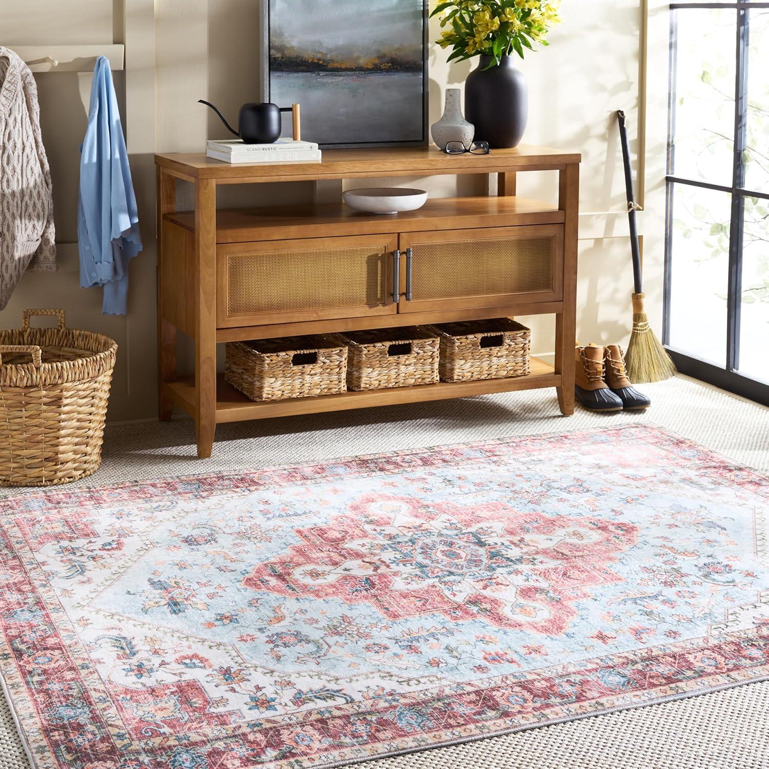 imageMartha Stewart x SAFAVIEH Machine Washable Area Rug Collection 5 x 8 Red amp Blue Slip Resistant amp Easy Cleaning Ideal for Ideal for Living Room Bedroom Dining Space MSRW148MRedBlue