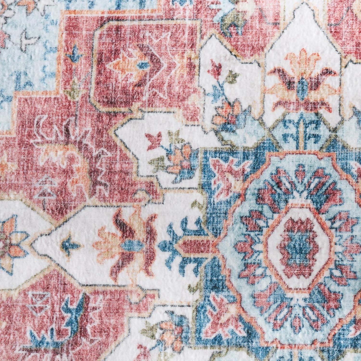 imageMartha Stewart x SAFAVIEH Machine Washable Area Rug Collection 5 x 8 Red amp Blue Slip Resistant amp Easy Cleaning Ideal for Ideal for Living Room Bedroom Dining Space MSRW148MRedBlue