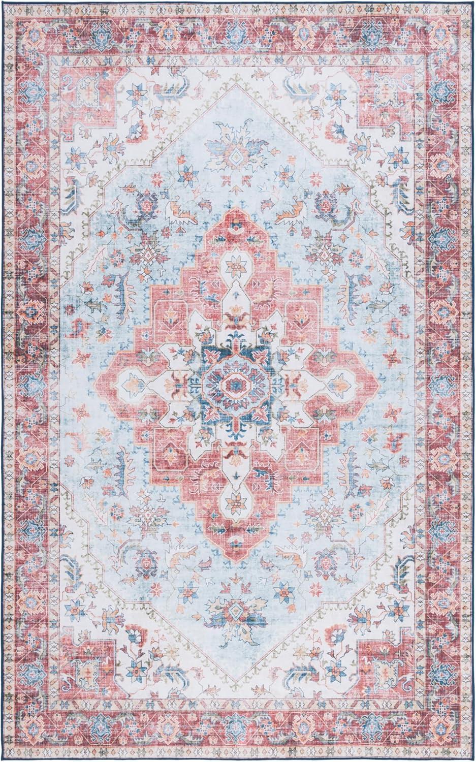 imageMartha Stewart x SAFAVIEH Machine Washable Area Rug Collection 5 x 8 Red amp Blue Slip Resistant amp Easy Cleaning Ideal for Ideal for Living Room Bedroom Dining Space MSRW148MRedBlue
