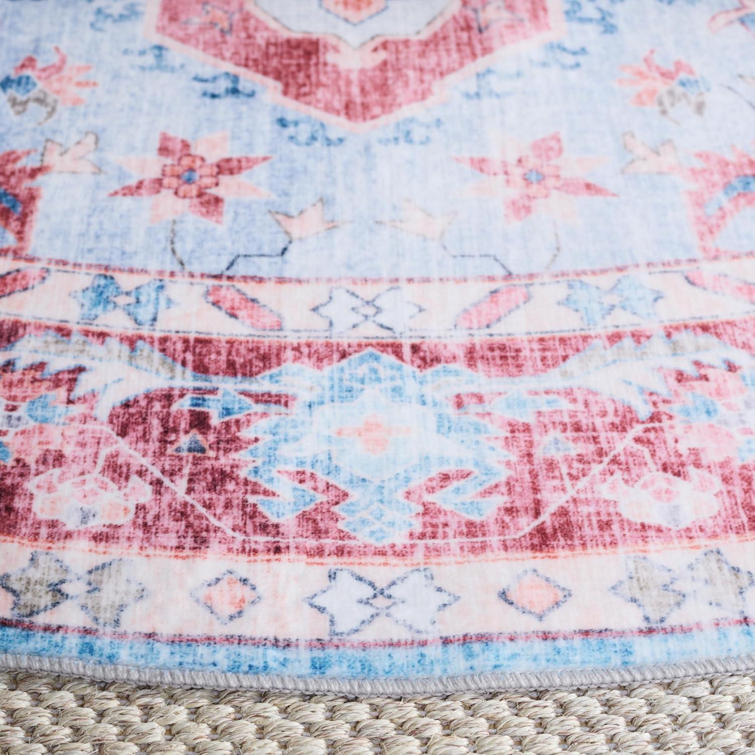 imageMartha Stewart x SAFAVIEH Machine Washable Area Rug Collection 5 x 8 Red amp Blue Slip Resistant amp Easy Cleaning Ideal for Ideal for Living Room Bedroom Dining Space MSRW148MRedBlue