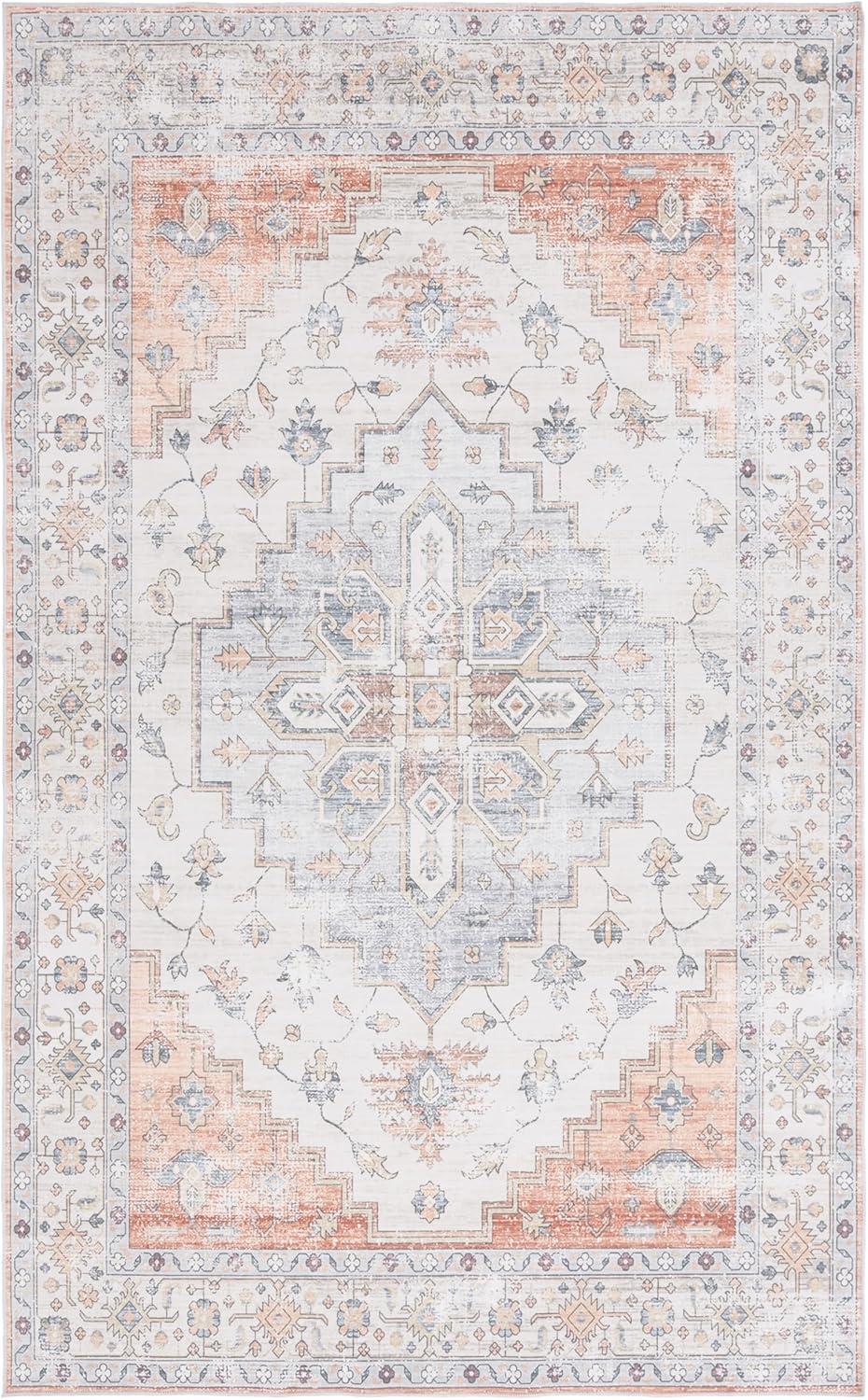 imageMartha Stewart x SAFAVIEH Machine Washable Area Rug Collection 5 x 8 Sage amp Light Rust Slip Resistant amp Easy Cleaning Ideal for Ideal for Living Room Bedroom Dining Space MSRW109WSageLight Rust