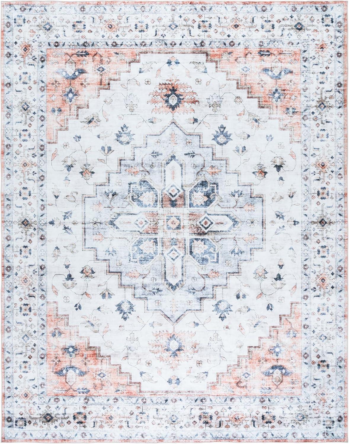 imageMartha Stewart x SAFAVIEH Machine Washable Area Rug Collection 5 x 8 Sage amp Light Rust Slip Resistant amp Easy Cleaning Ideal for Ideal for Living Room Bedroom Dining Space MSRW109WSageLight Rust