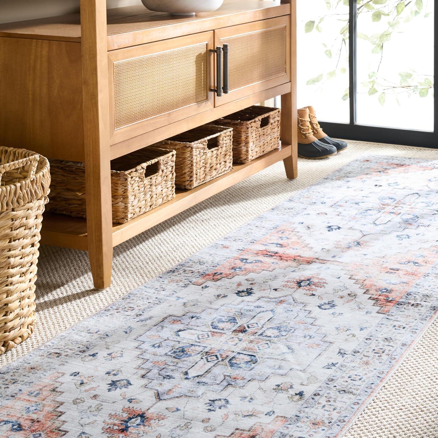 imageMartha Stewart x SAFAVIEH Machine Washable Area Rug Collection 5 x 8 Sage amp Light Rust Slip Resistant amp Easy Cleaning Ideal for Ideal for Living Room Bedroom Dining Space MSRW109WSageLight Rust