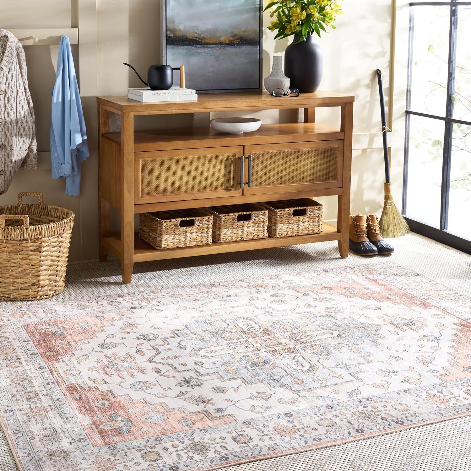 imageMartha Stewart x SAFAVIEH Machine Washable Area Rug Collection 5 x 8 Sage amp Light Rust Slip Resistant amp Easy Cleaning Ideal for Ideal for Living Room Bedroom Dining Space MSRW109WSageLight Rust