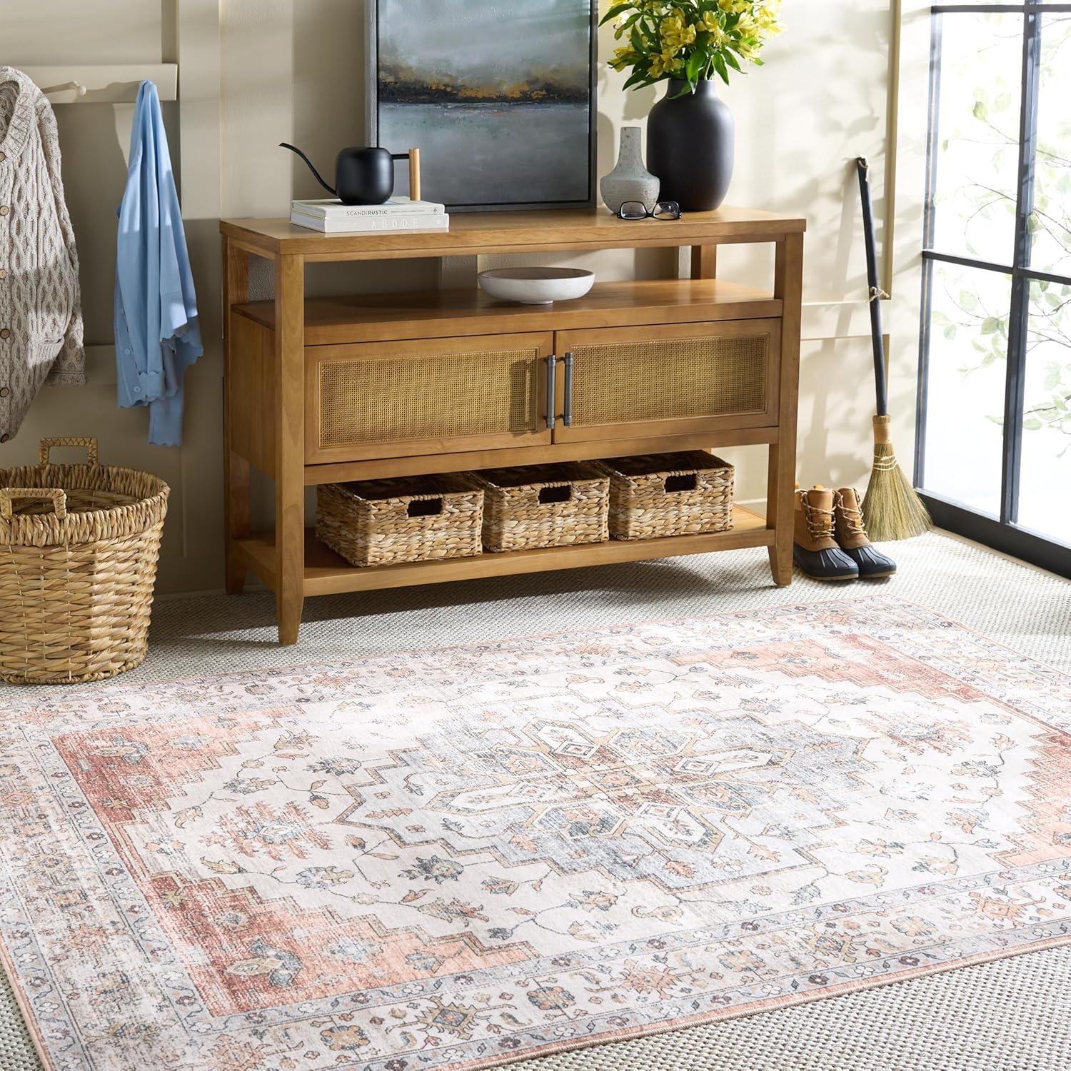 imageMartha Stewart x SAFAVIEH Machine Washable Area Rug Collection 5 x 8 Sage amp Light Rust Slip Resistant amp Easy Cleaning Ideal for Ideal for Living Room Bedroom Dining Space MSRW109WSageLight Rust
