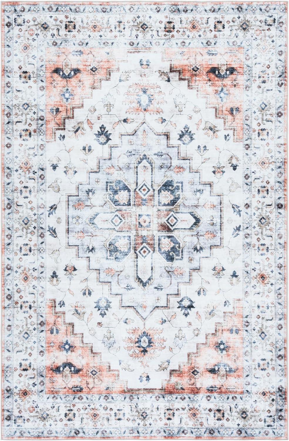 imageMartha Stewart x SAFAVIEH Machine Washable Area Rug Collection 5 x 8 Sage amp Light Rust Slip Resistant amp Easy Cleaning Ideal for Ideal for Living Room Bedroom Dining Space MSRW109WSageLight Rust